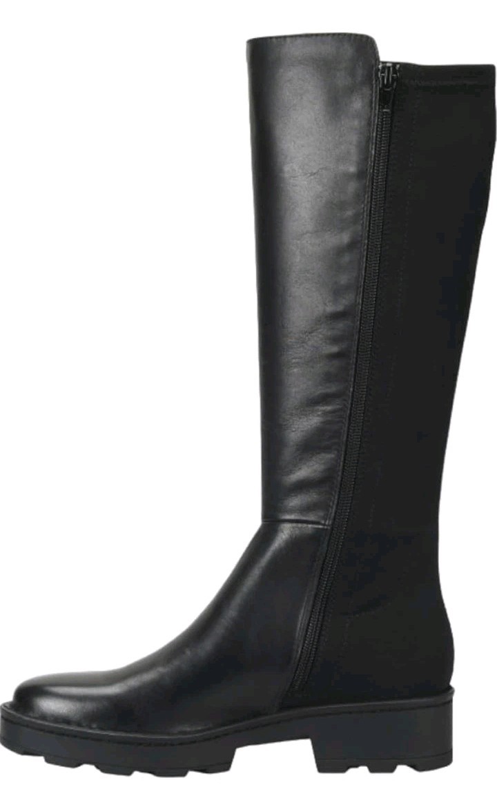 Born Women’s Caraway Black Leather Stretch Tall Riding Combat Boots Zip Size 6.5