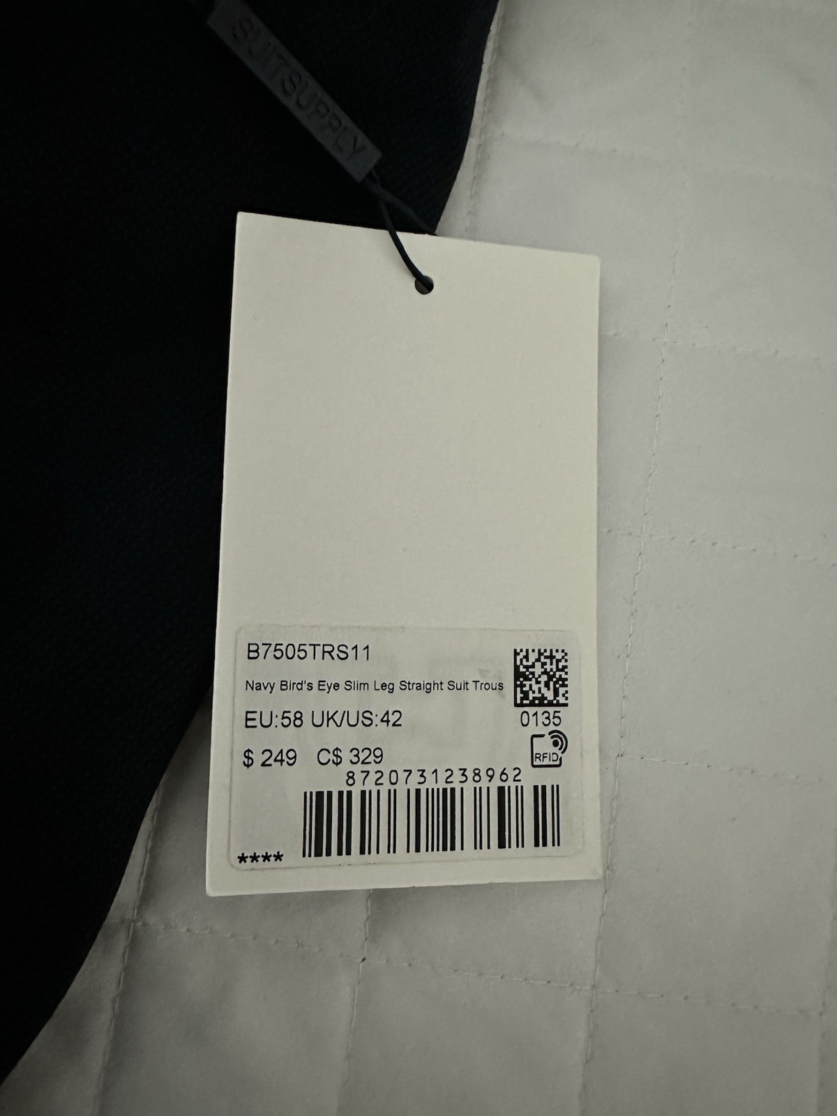 SUITSUPPLY Navy Birds Eye Suit Size 46R “Havana” Pants 37×29 Brescia NWT $900