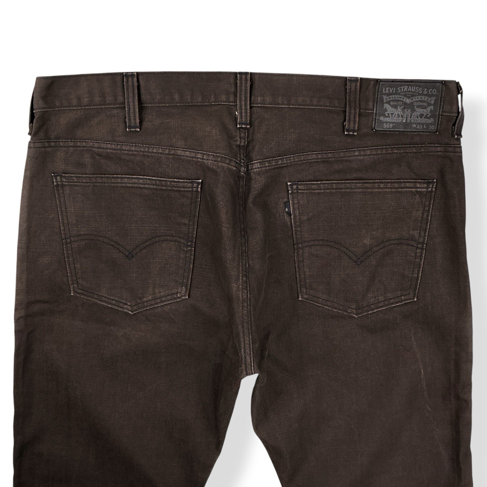 Levis Jeans Men 40×30 (ACTUAL 40×29) Dark Brown 569 Two Horses Coated