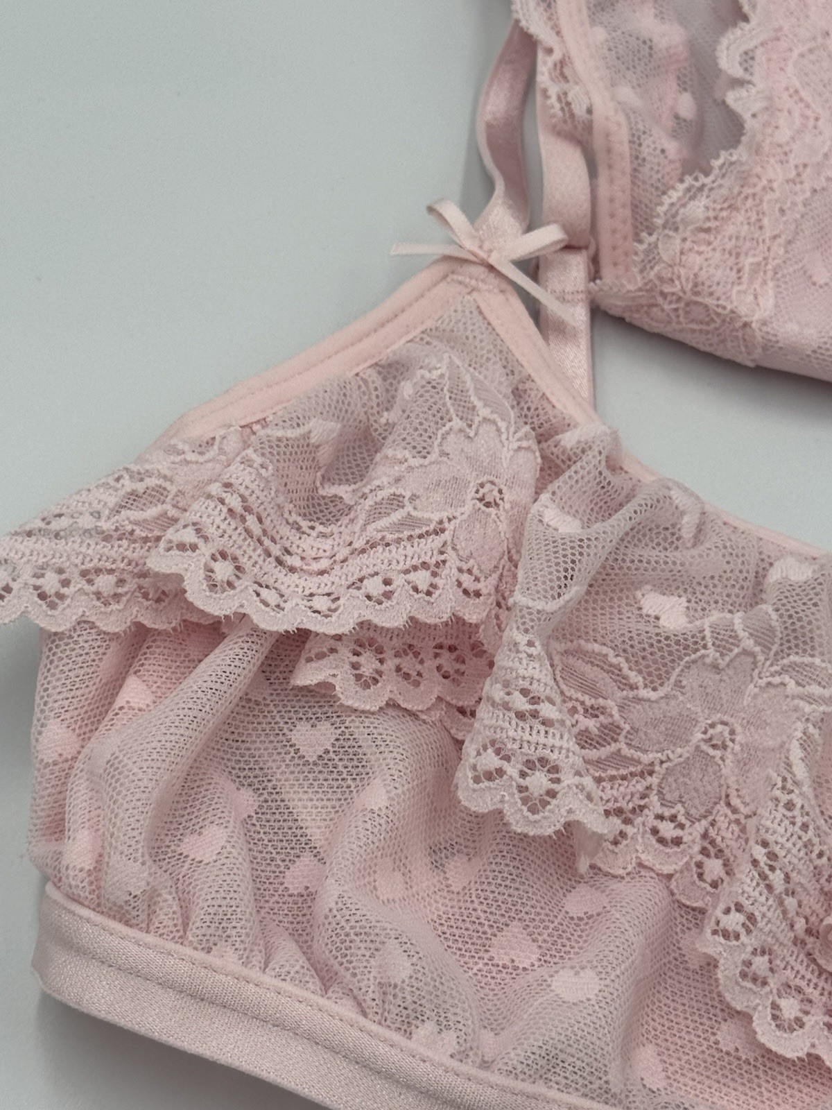 Wild Fable Lace Heart Bralette & Panty Lingerie Set – XXS – XXL Brown & Pink NWT