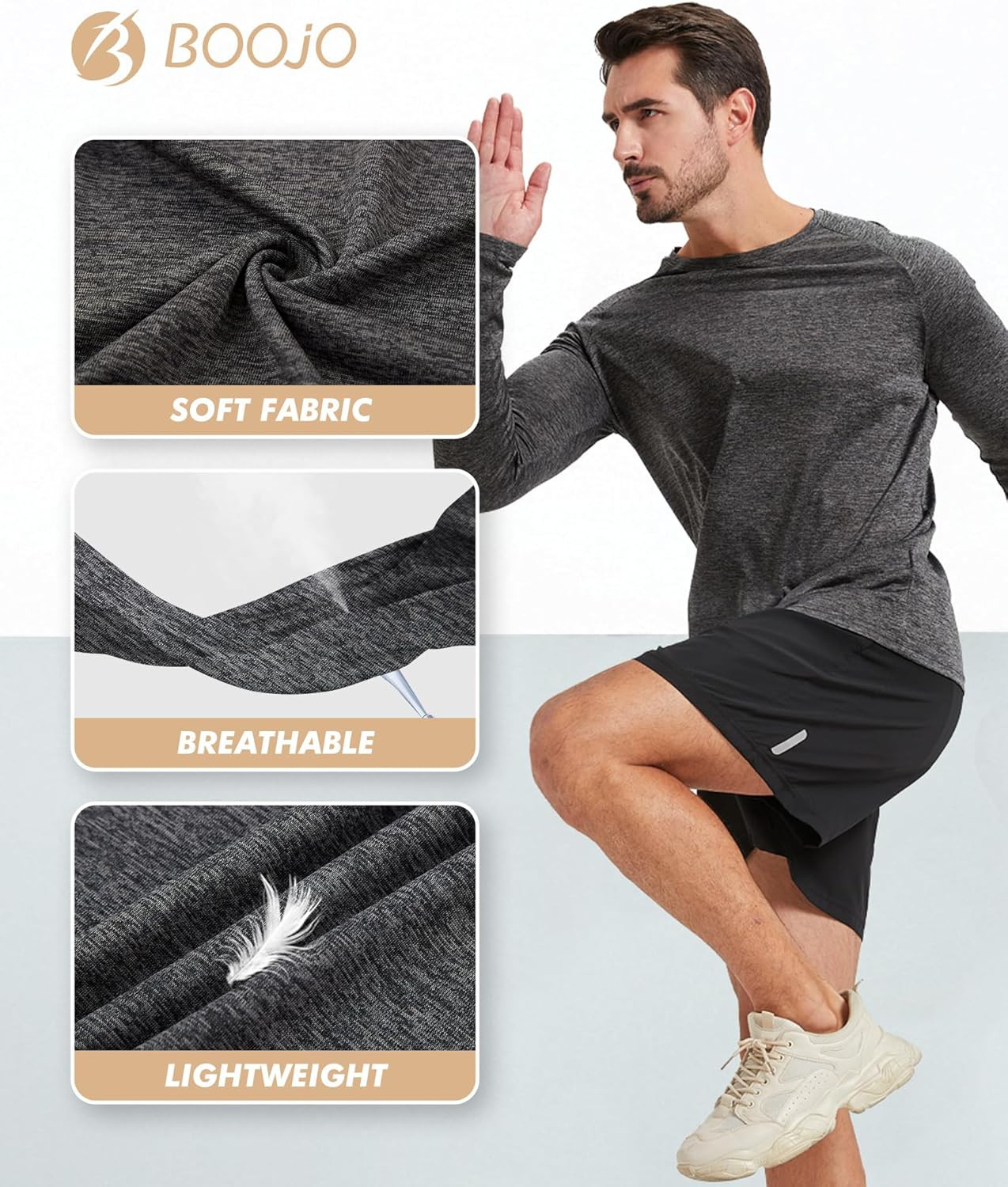 Mens Long Sleeve Performance Shirts 7 Pack UPF 50 UV Quick Dry Workout Tee Large