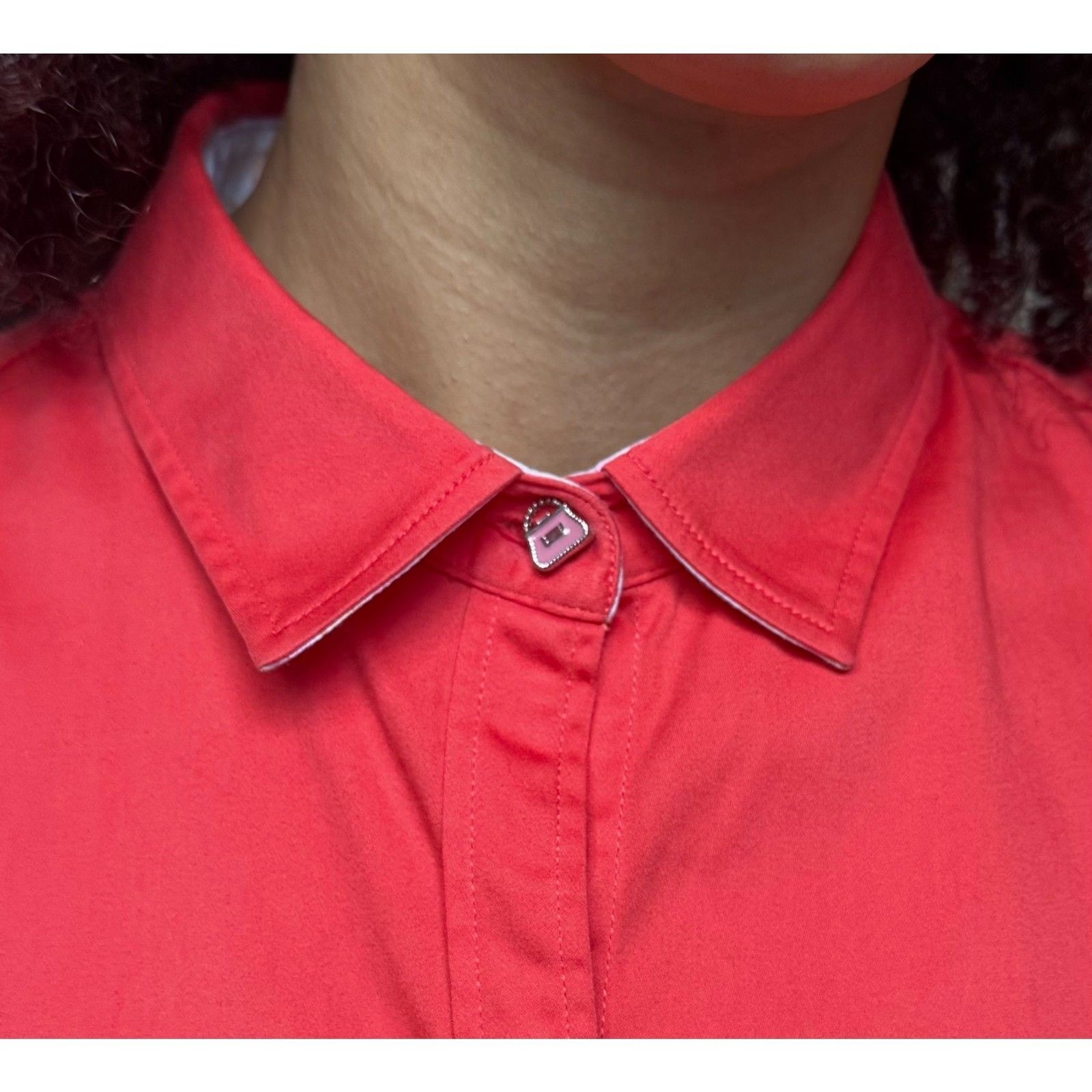 Robert Graham Coral Red Button Down Shirt w/ Pink Purse Button | Mob Wife Office
