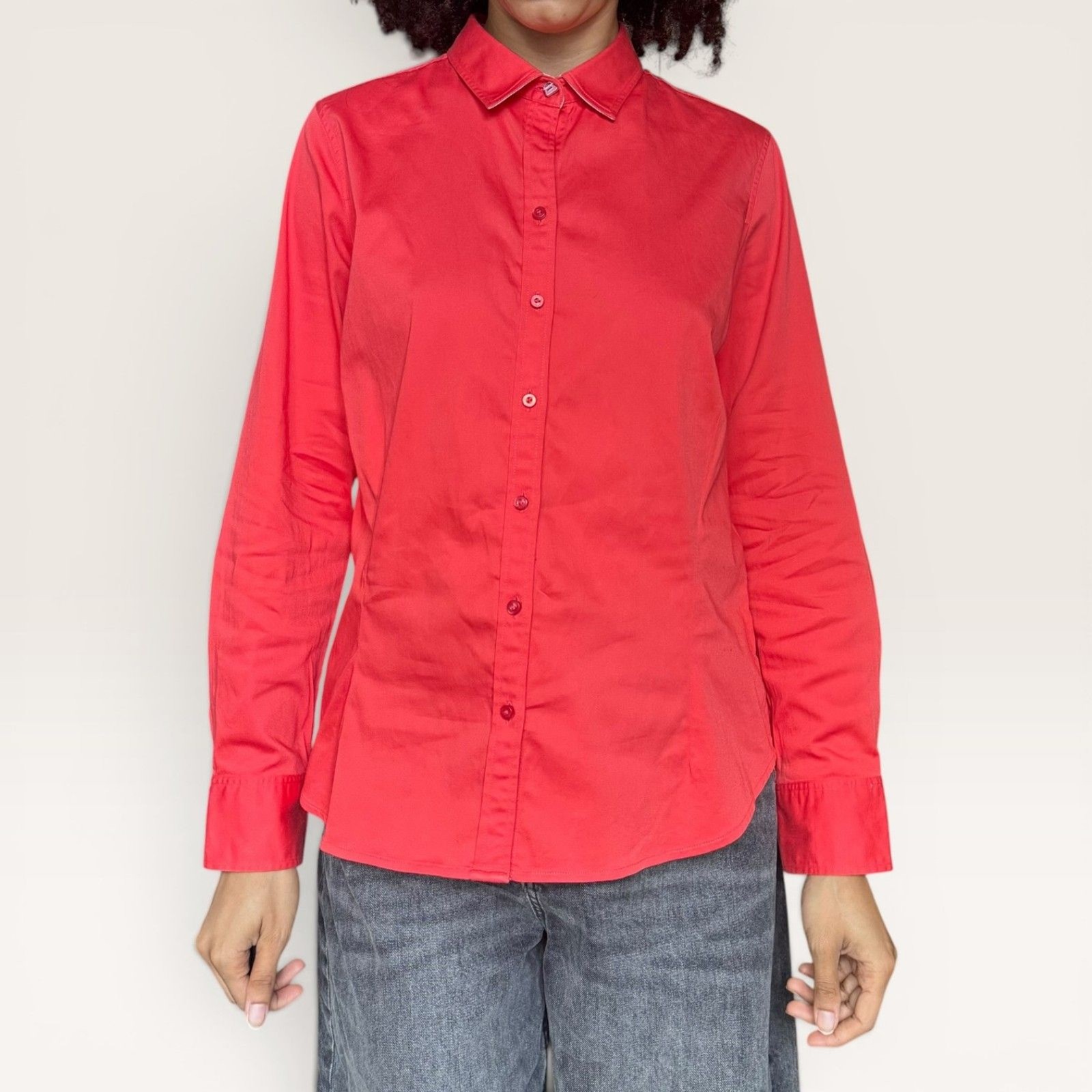 Robert Graham Coral Red Button Down Shirt w/ Pink Purse Button | Mob Wife Office