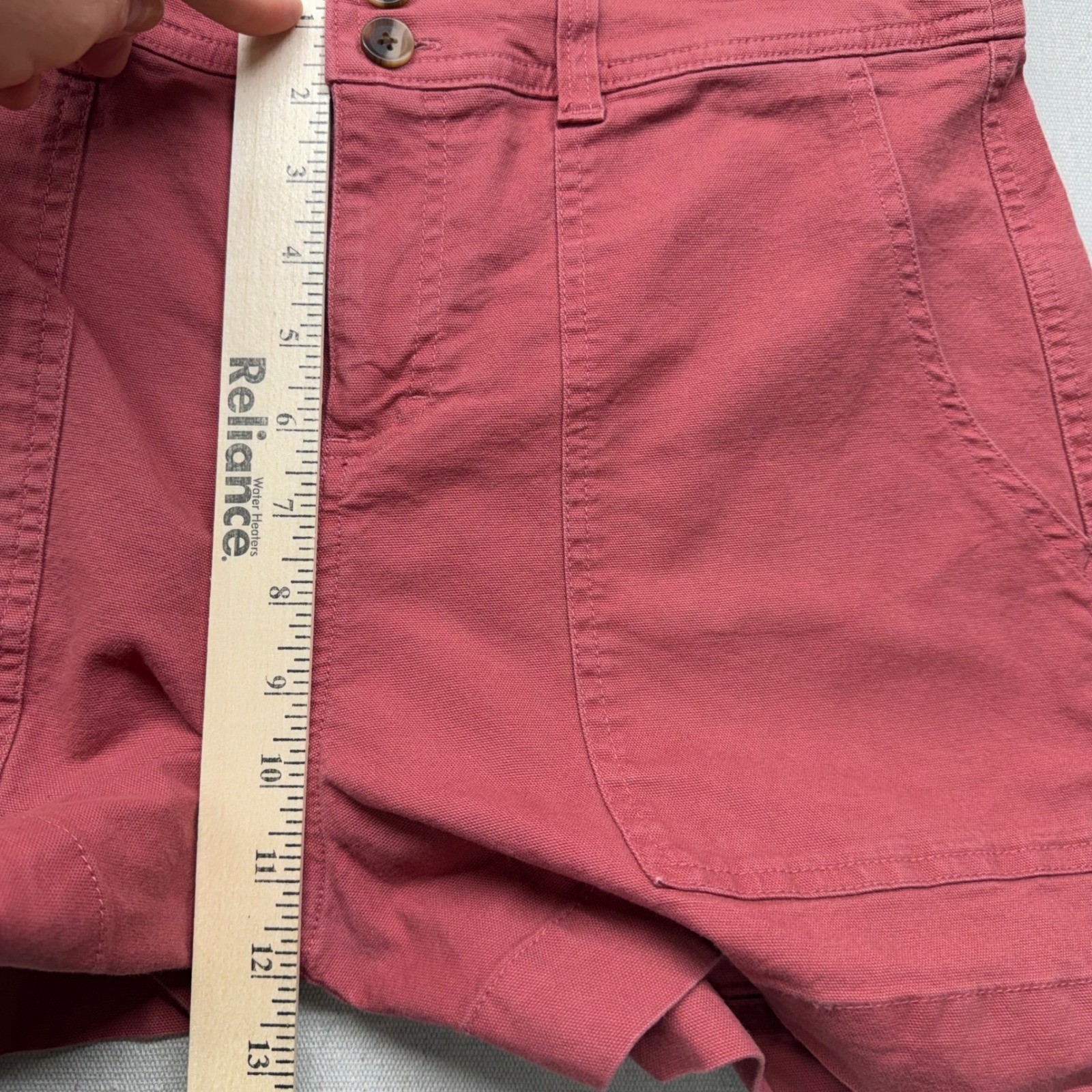 A New Day Womens High Rise Utility Shorts Brick Red Stretch Size 12 F00319292