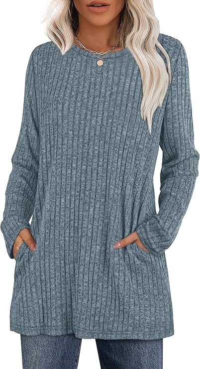 ❤️Xieerduo❤️Size Medium❤️❤️Blue /Gray Knit❤️Soft Fabric❤️Long Sleeve w/Pockets