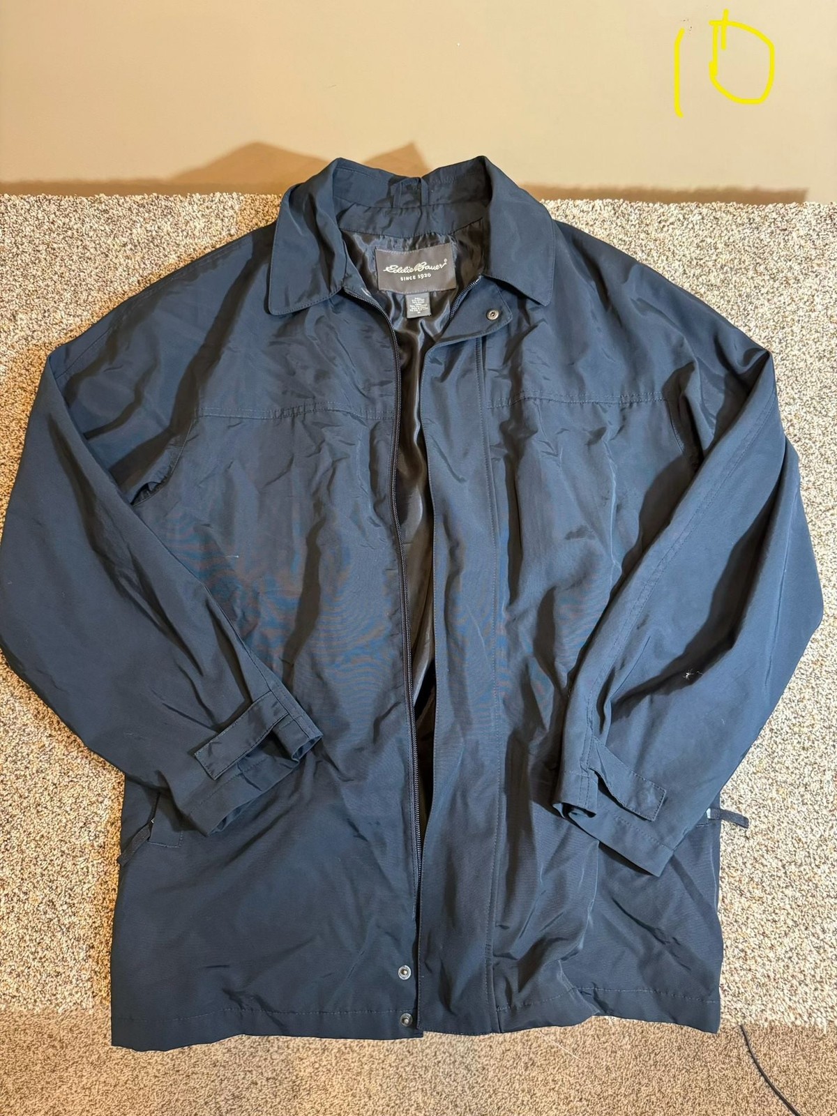 Eddie Bauer Men’s Black Utility Field Jacket with Zip-Front and Interior Pockets