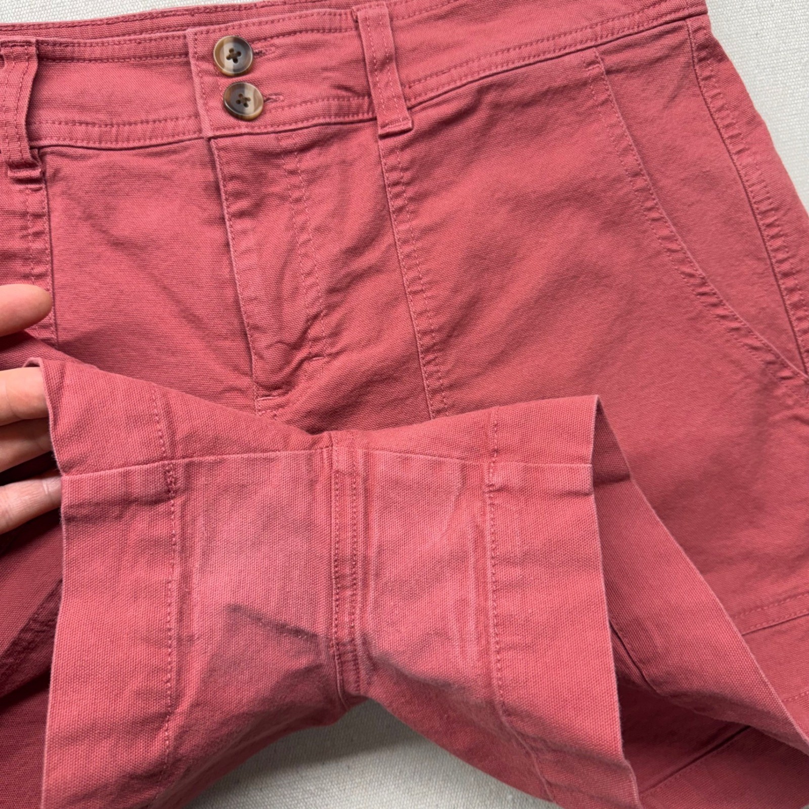 A New Day Womens High Rise Utility Shorts Brick Red Stretch Size 12 F00319292