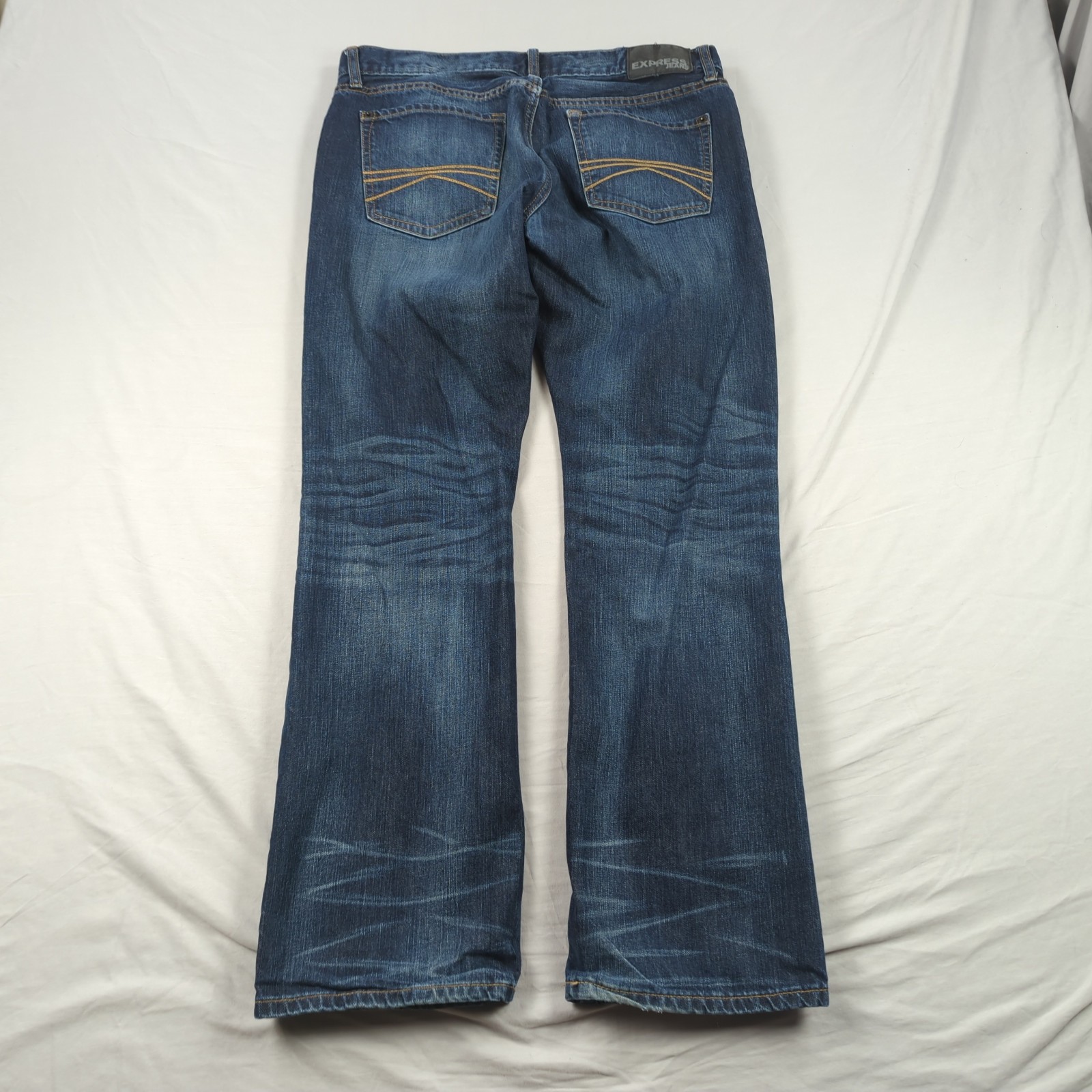 Express Jeans Mens 33×30 Blue Rocco Slim Boot Cut Stretch Casual Preppy Faded