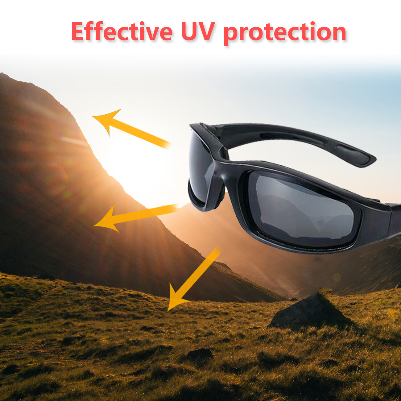 3 Pairs Chopper Padded Foam Wind Resistant Sunglasses Motorcycle Riding Glasses