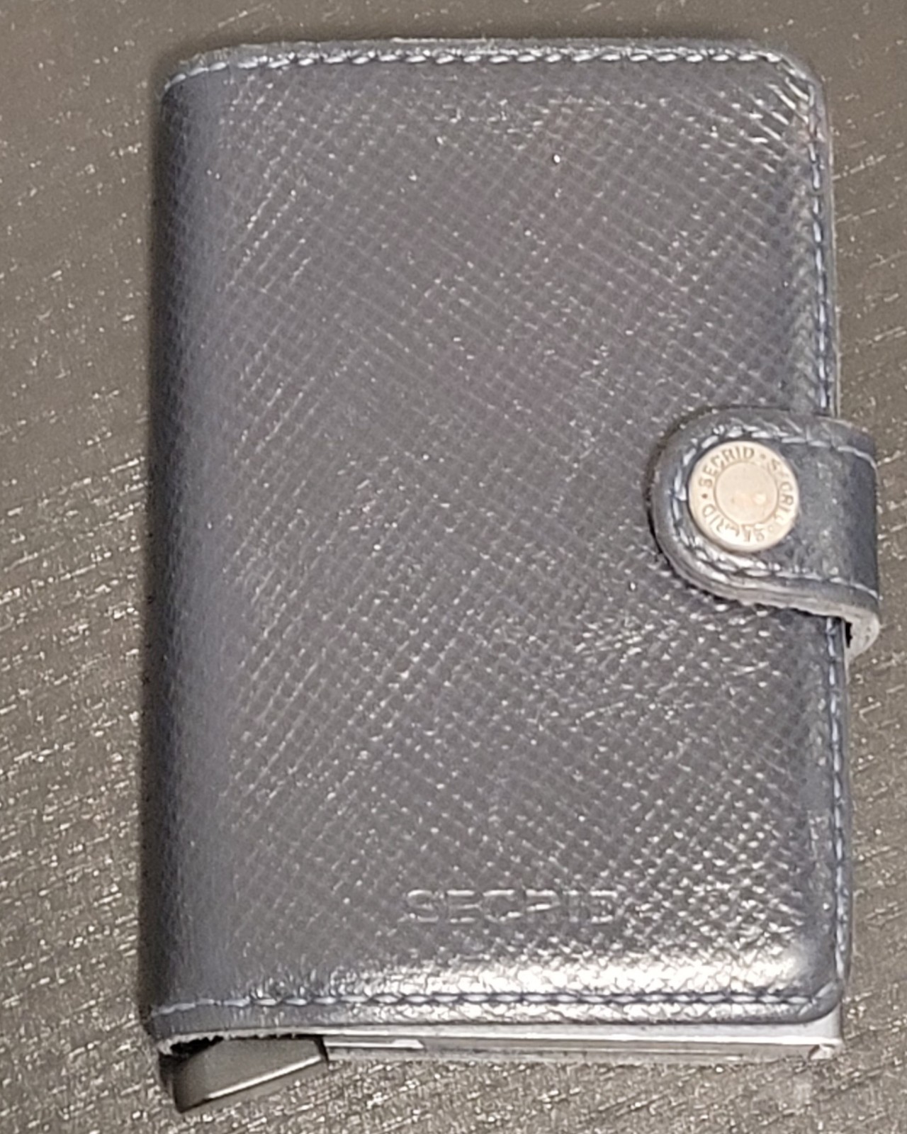Dark Blue Secrid Miniwallet with A Textured Leather Wallet for Men RFID Blocking