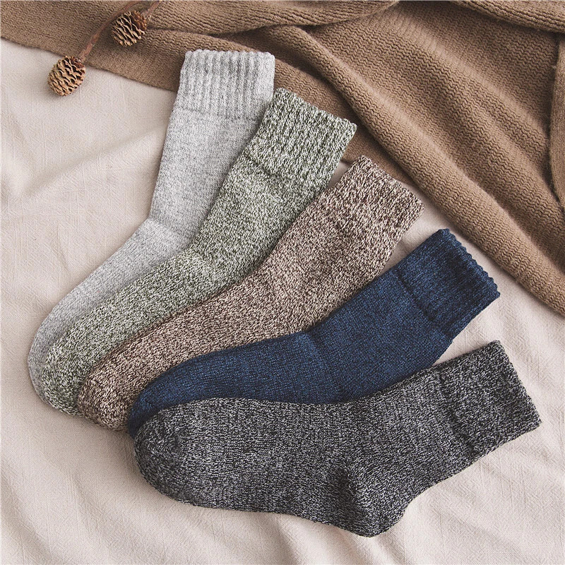 5Pairs Men Wool Socks Heavy Duty Warm Thermal Merino Lambs Wool Boots Socks