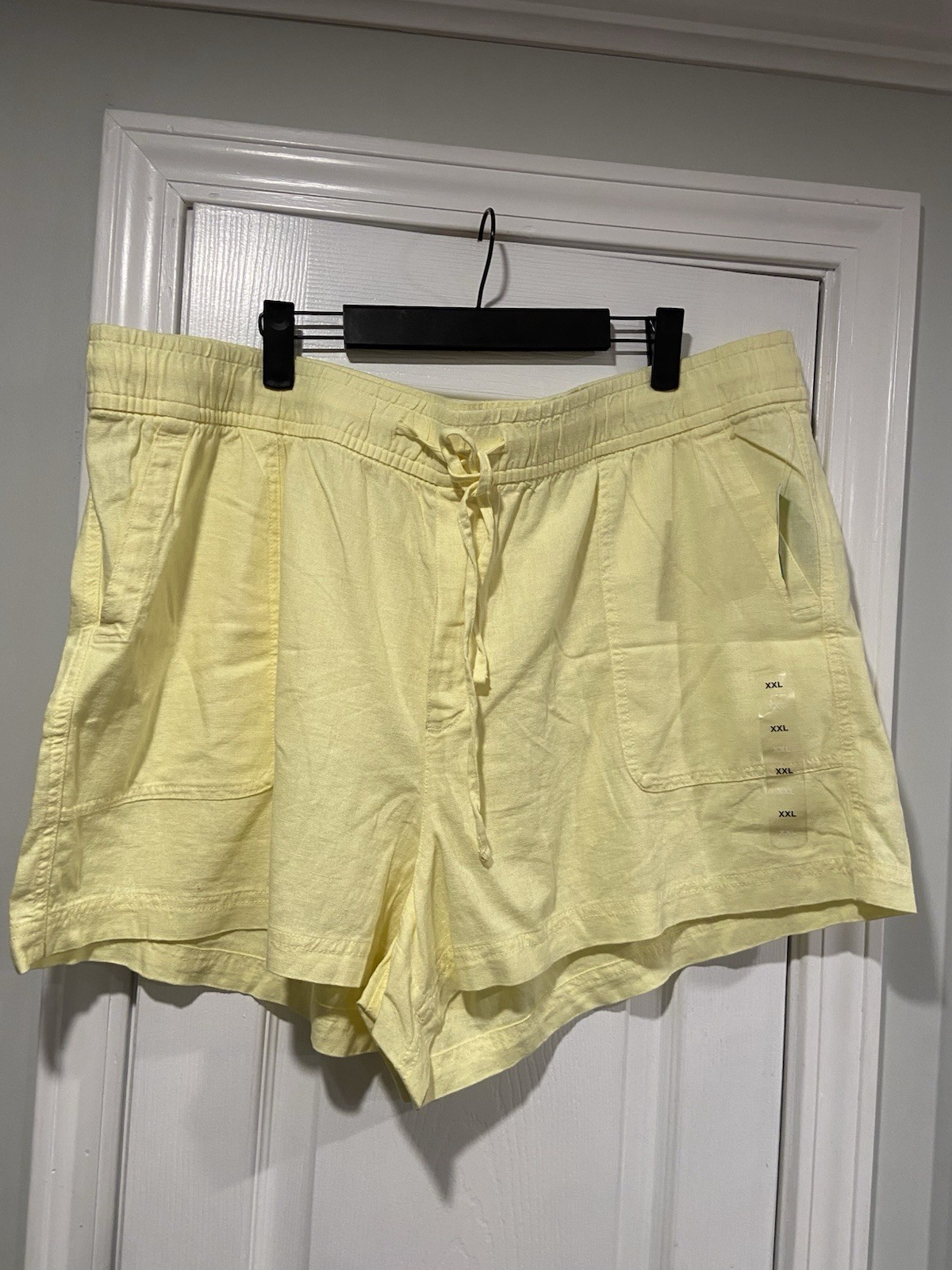 NWT GAP Size XXL Yellow Linen Blend Pull On Elastic Waist Drawstring Shorts