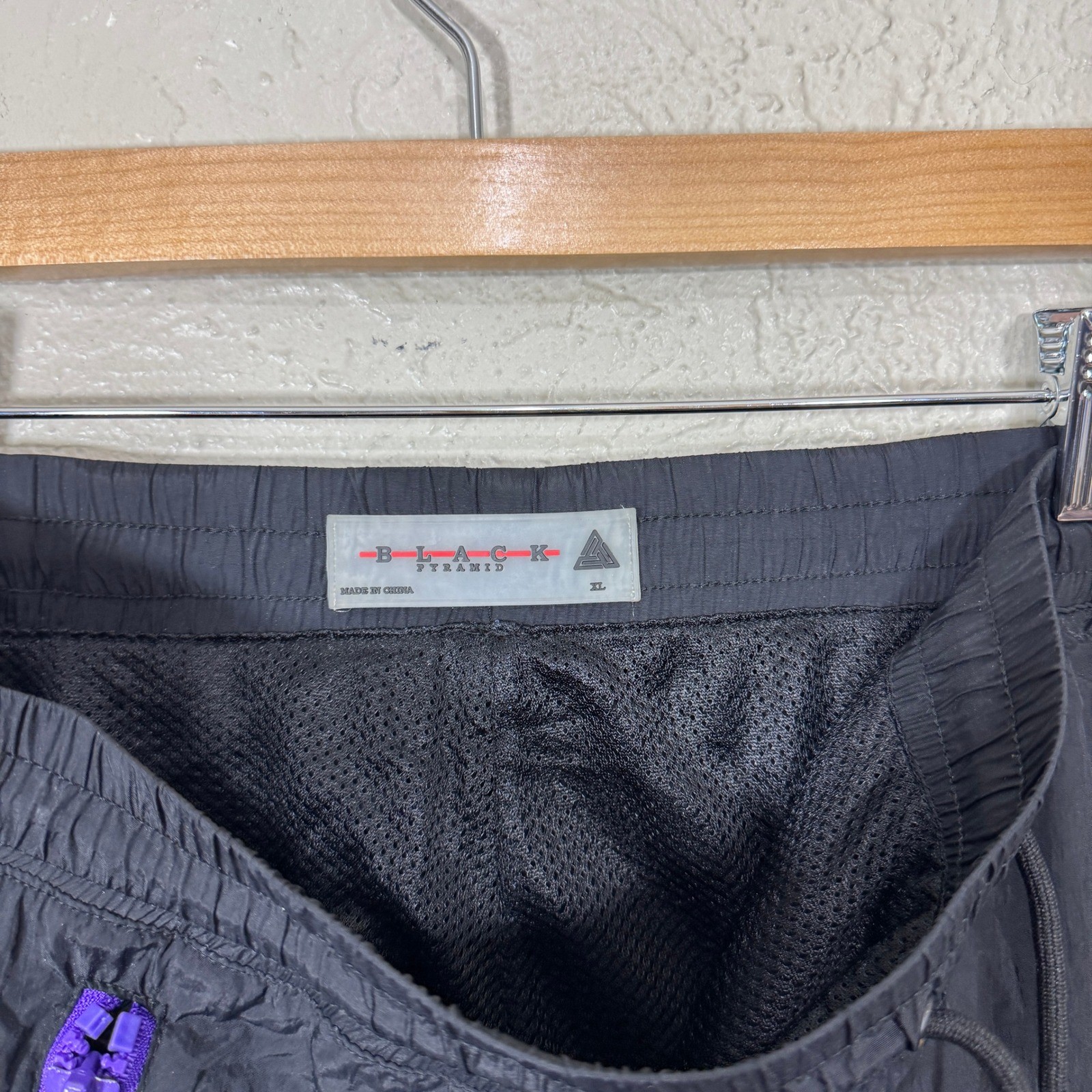 Black Pyramid Track Pants XL Parachute Joggers Colorblock Neon 90s Streetwear