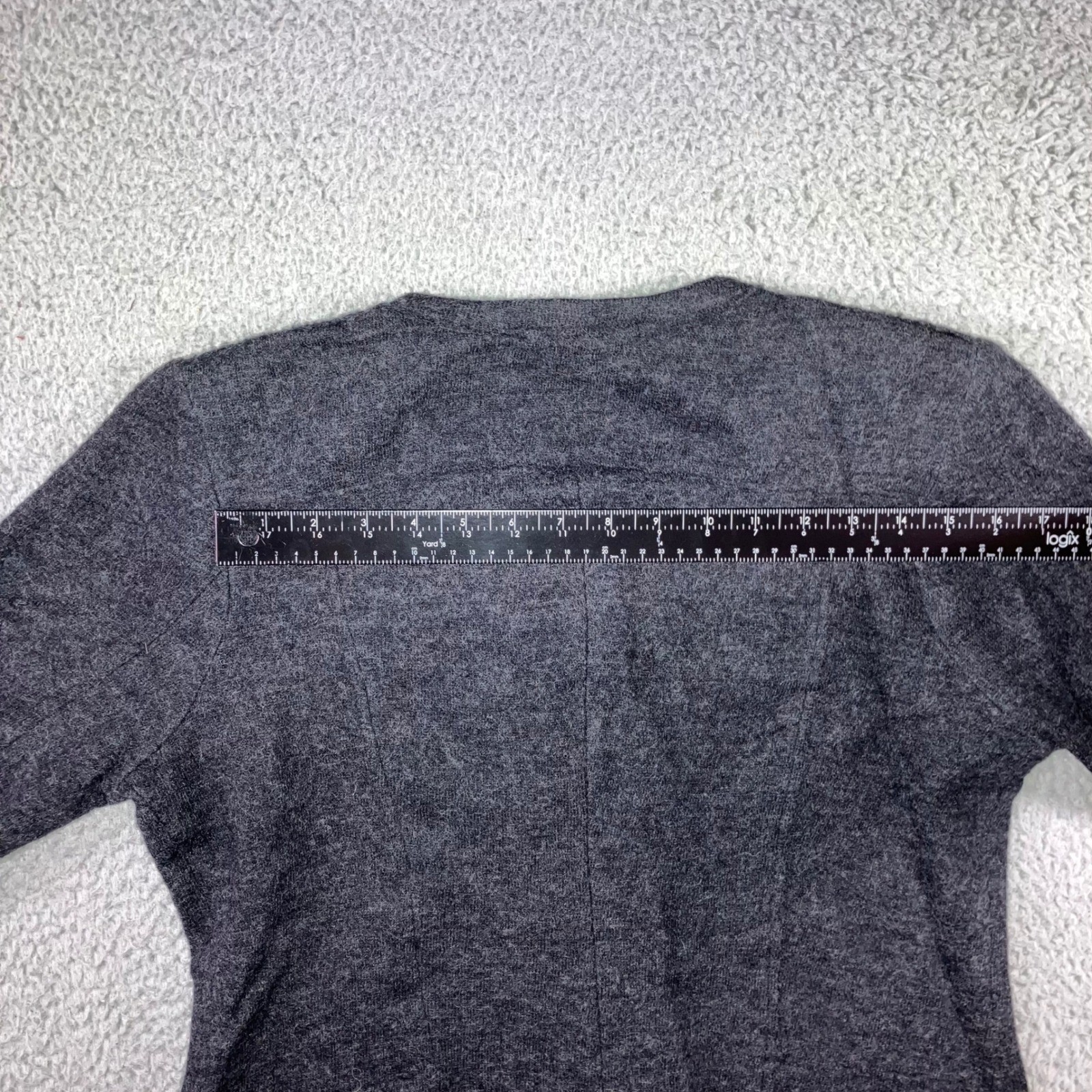 Cabi 100% Wool Cardigan Sweater Women Medium Double Breasted Charcoal Gray