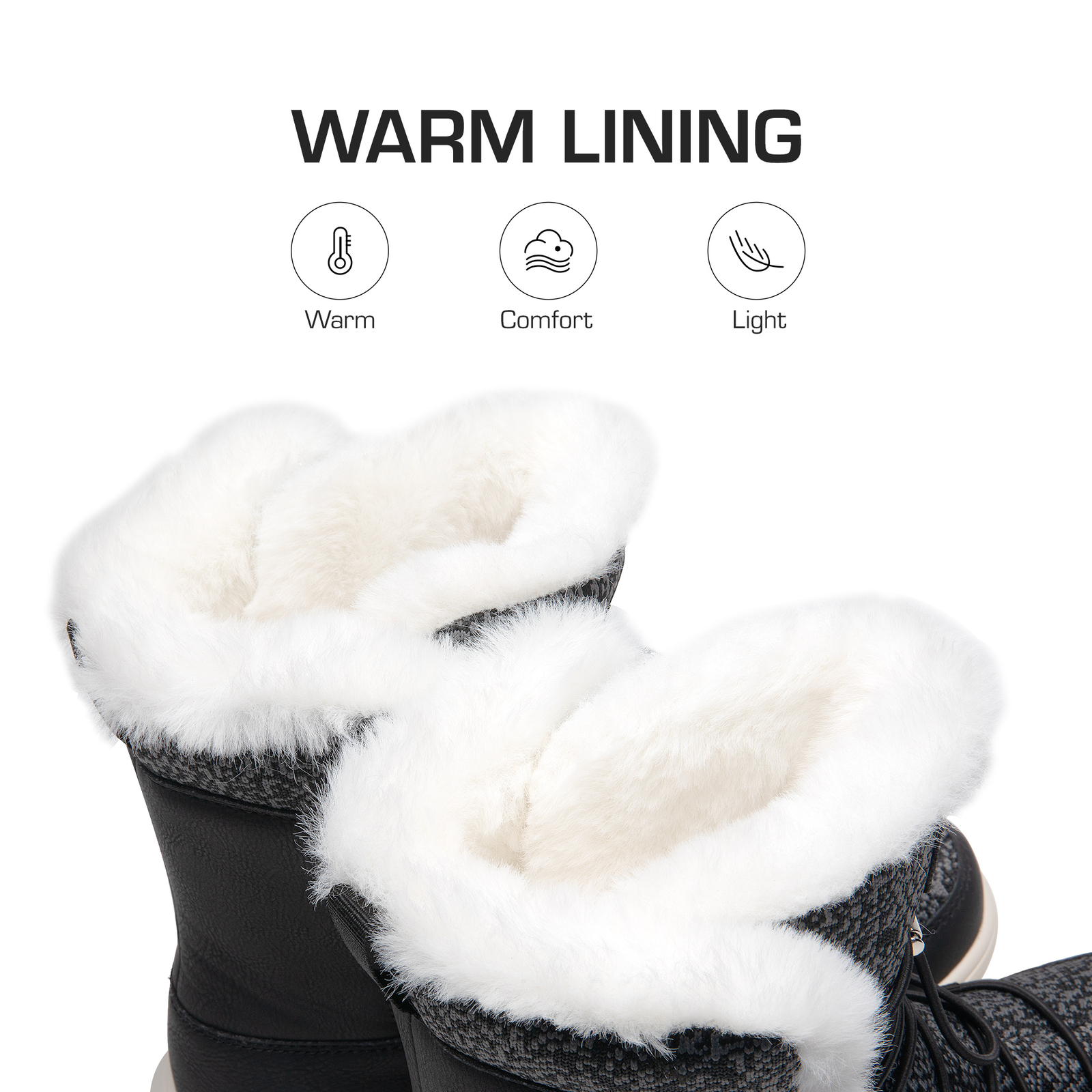 Women’s Winter Snow Boots Fur Lining Lace-Up Casual Lightweight Snow Boots