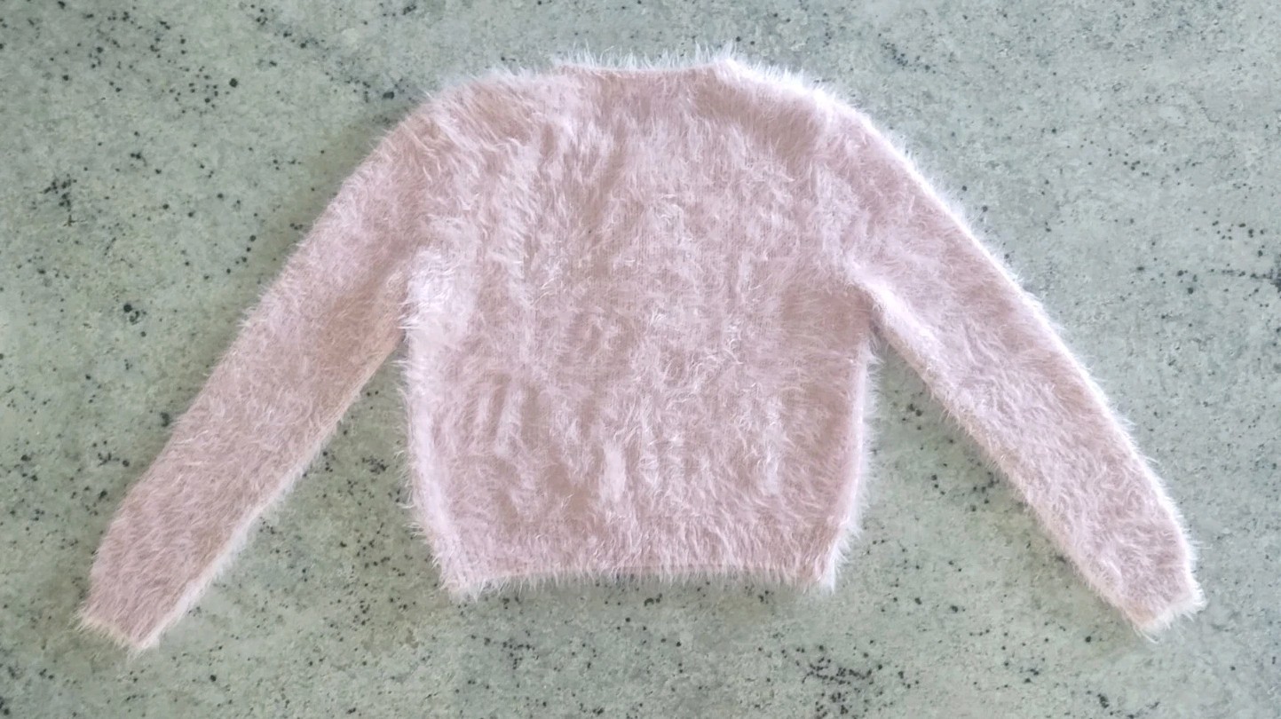YUMI Pink Chenille Fuzzy Knit Crew Neck Long Sleeve Pullover Sweater Small