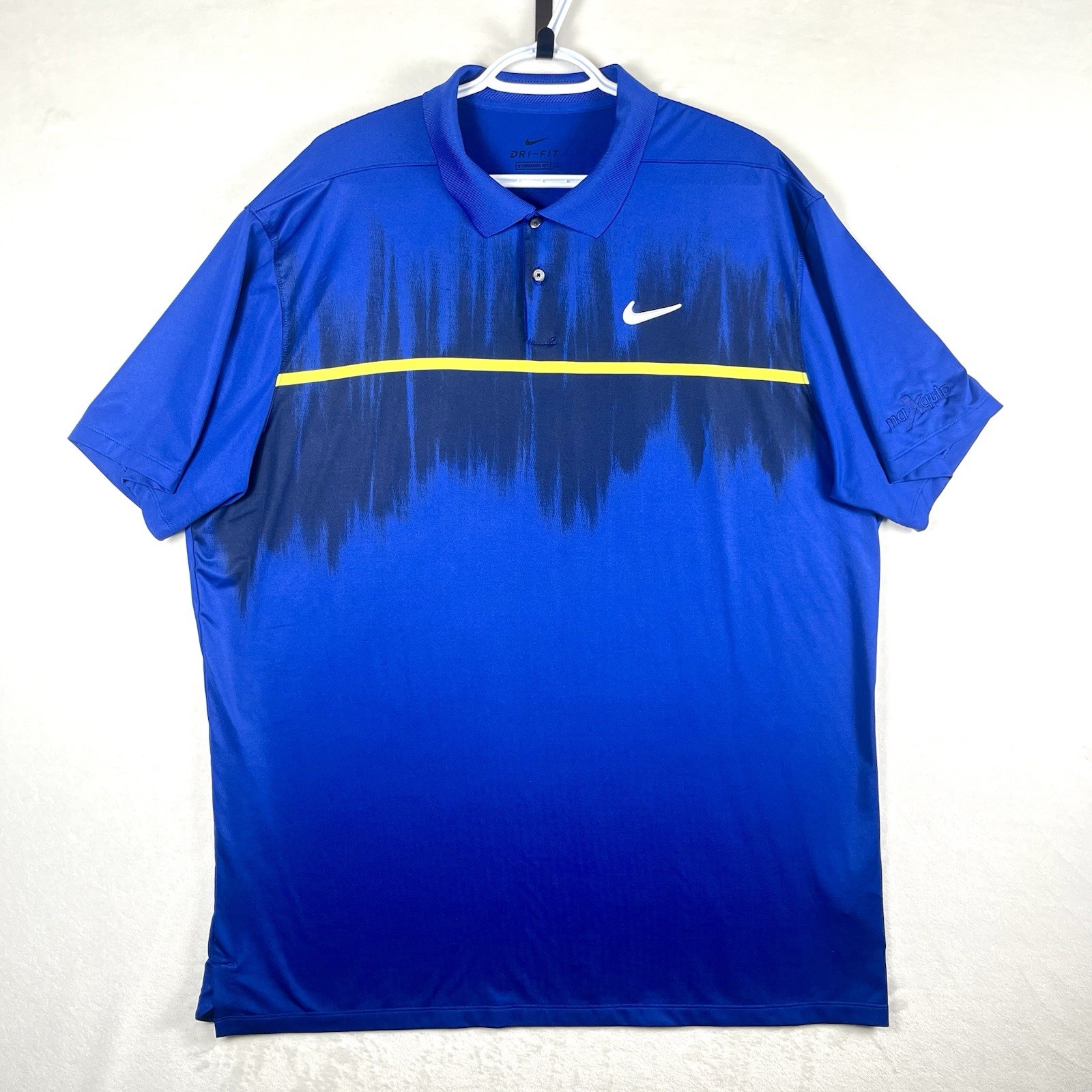 Mens Nike Standard Polo Shirt Blue Yellow Stripe