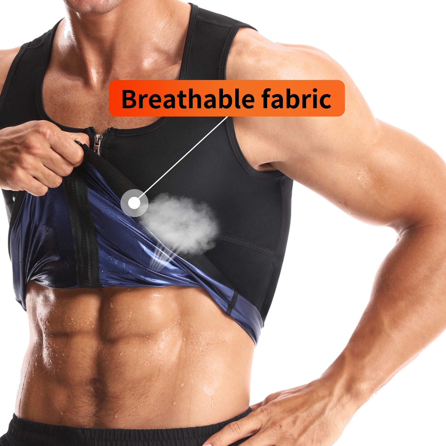 Men Body Shaper Sauna Sweat Vest Workout Tank Top Abdomen Reducer Waist Trainer