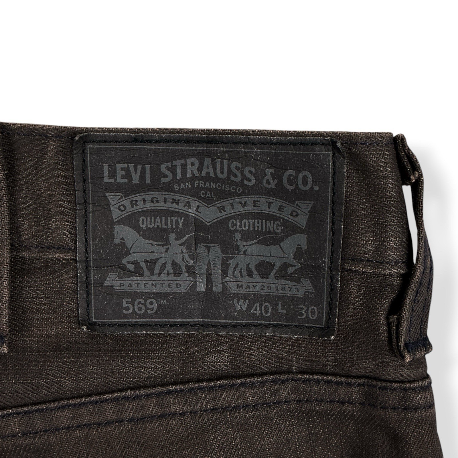 Levis Jeans Men 40×30 (ACTUAL 40×29) Dark Brown 569 Two Horses Coated