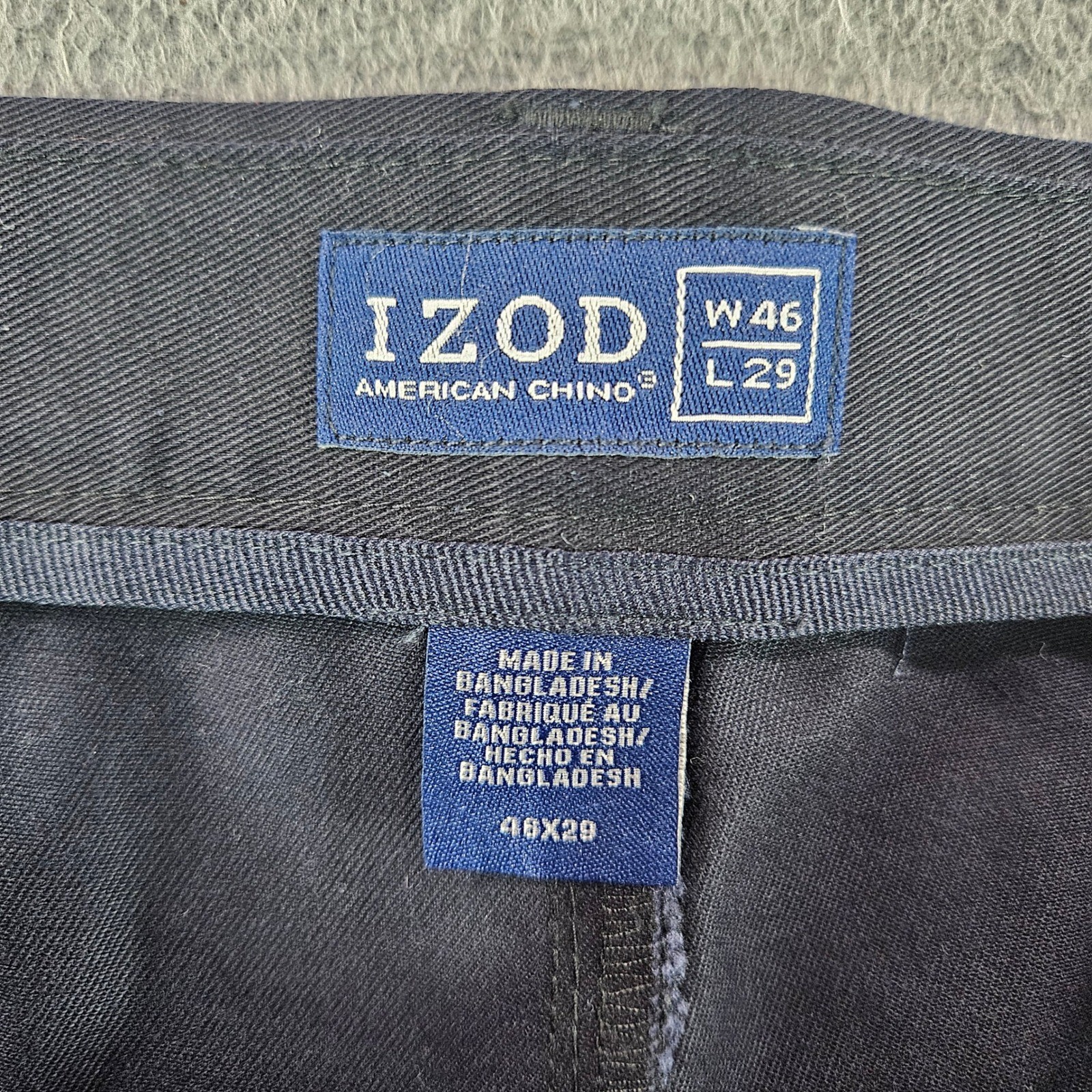 IZOD American Chino Mens 46×29 Black Wrinkle Free Flat Front Cotton Pants NEW