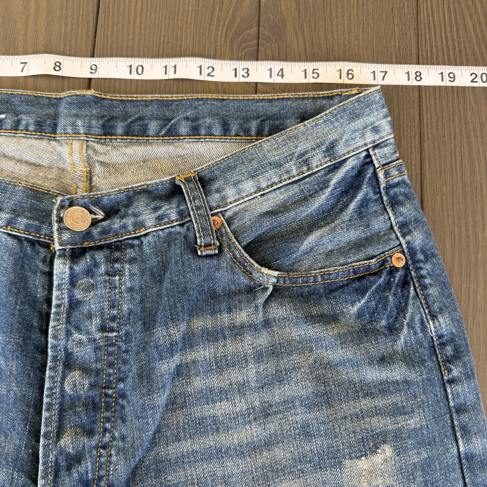 VTG Levis 501 Button Fly Blue Jeans Mens 34×34 Stone Wash Distressed Denim Y2K