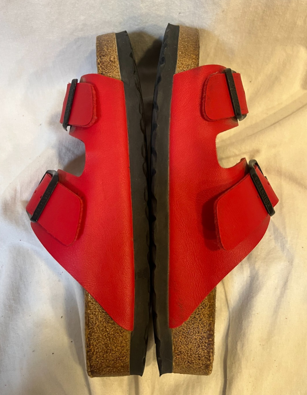 Birkenstock Arizona Red Birko-Flor Sandals Women Sz 35 US 4 4.5 Regular Wide Fit