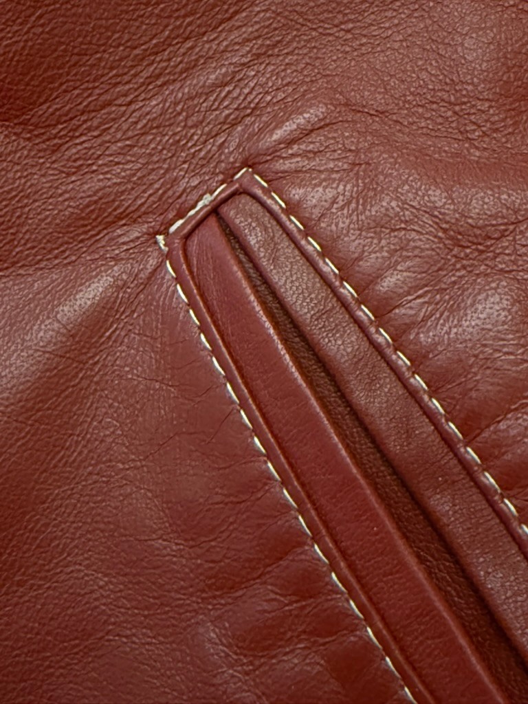 Old Florence Leather Factory Italy Red Leather Jacket Womens EU 46 L
