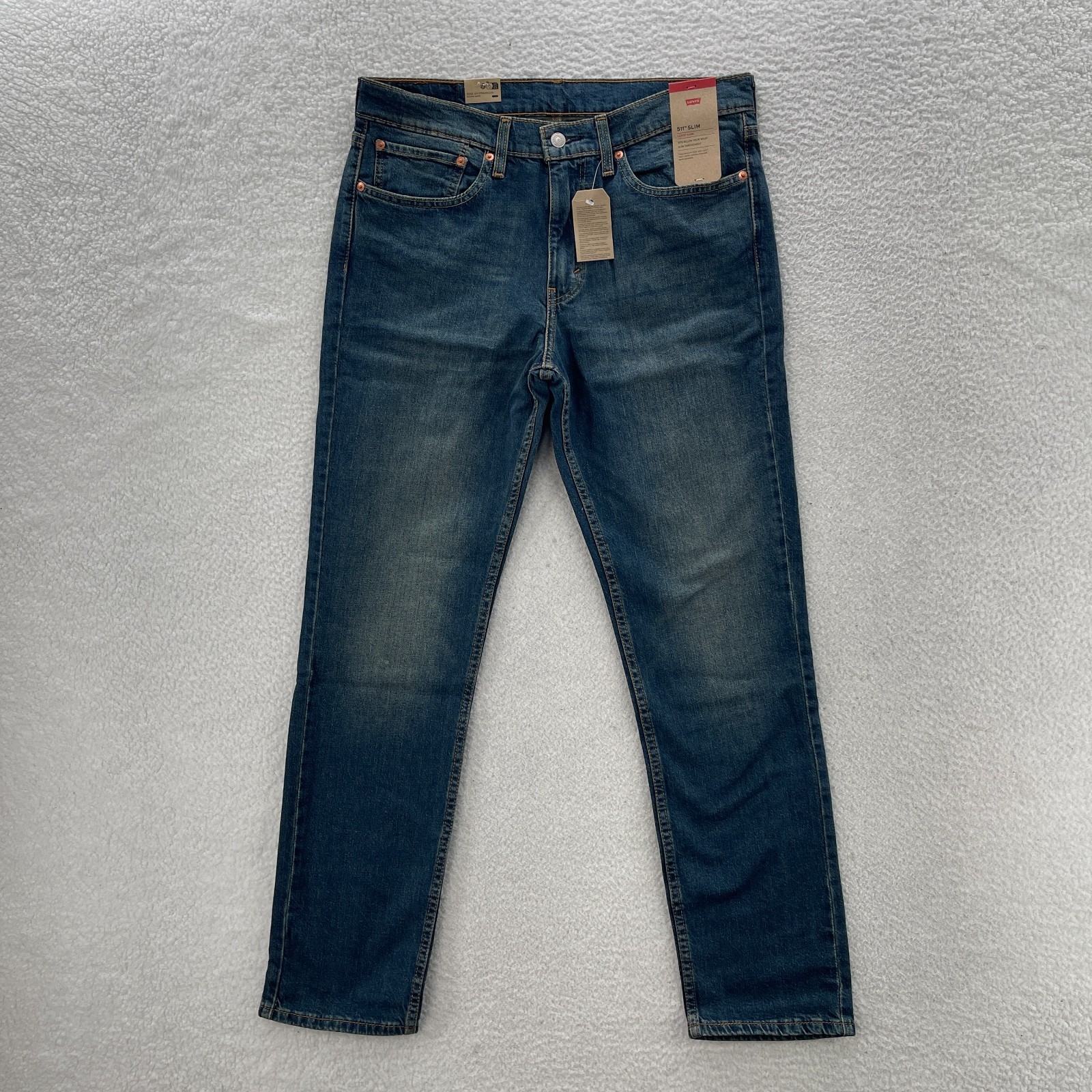 Levis 511 Jeans Mens 34×32 Blue Slim Fit Dark Wash Stretch Preppy Grunge NEW