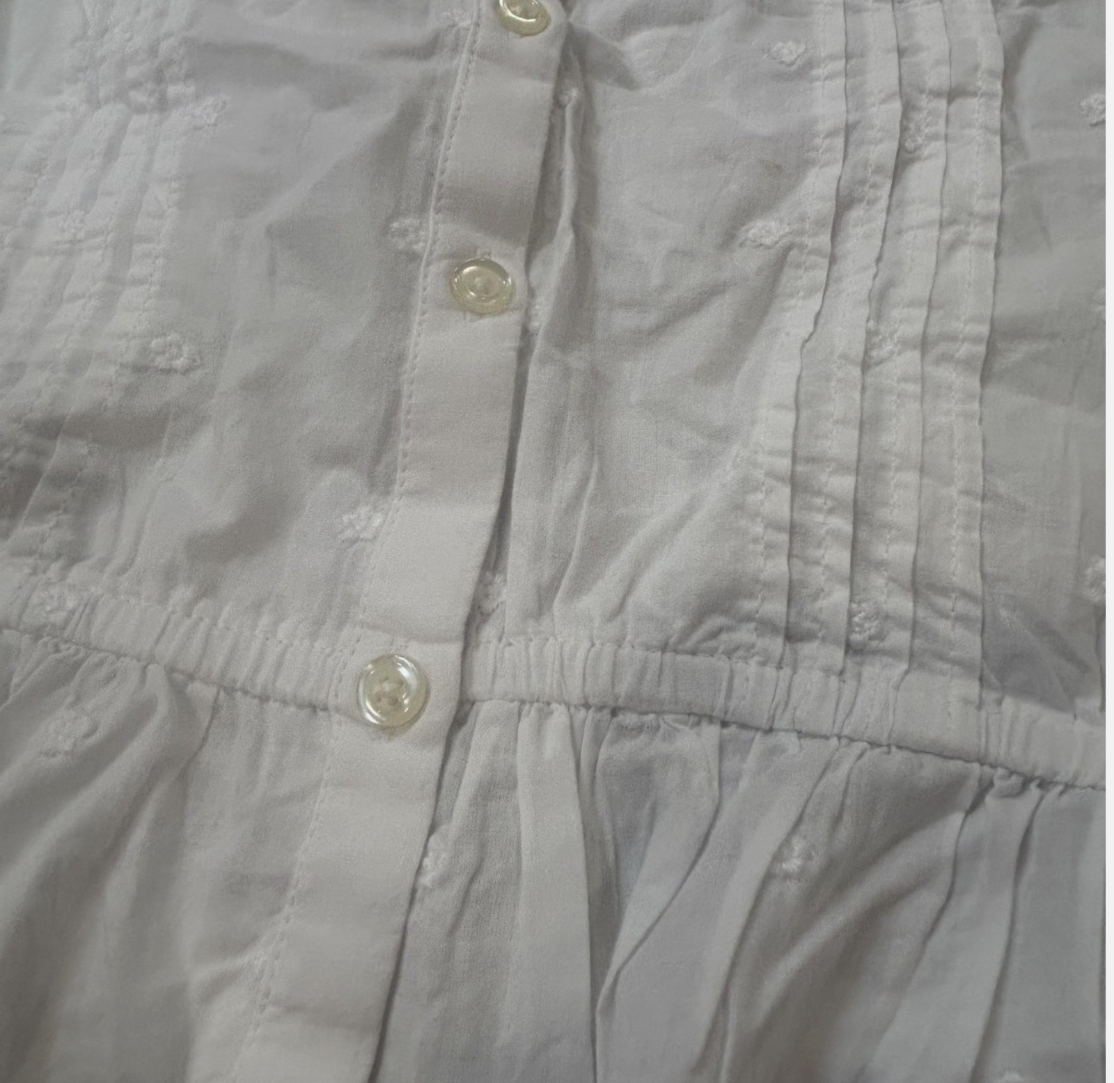 Gap Blouse Womens XXL White Embroidered Lace Ruffle Hem Button Top Boho Peplum