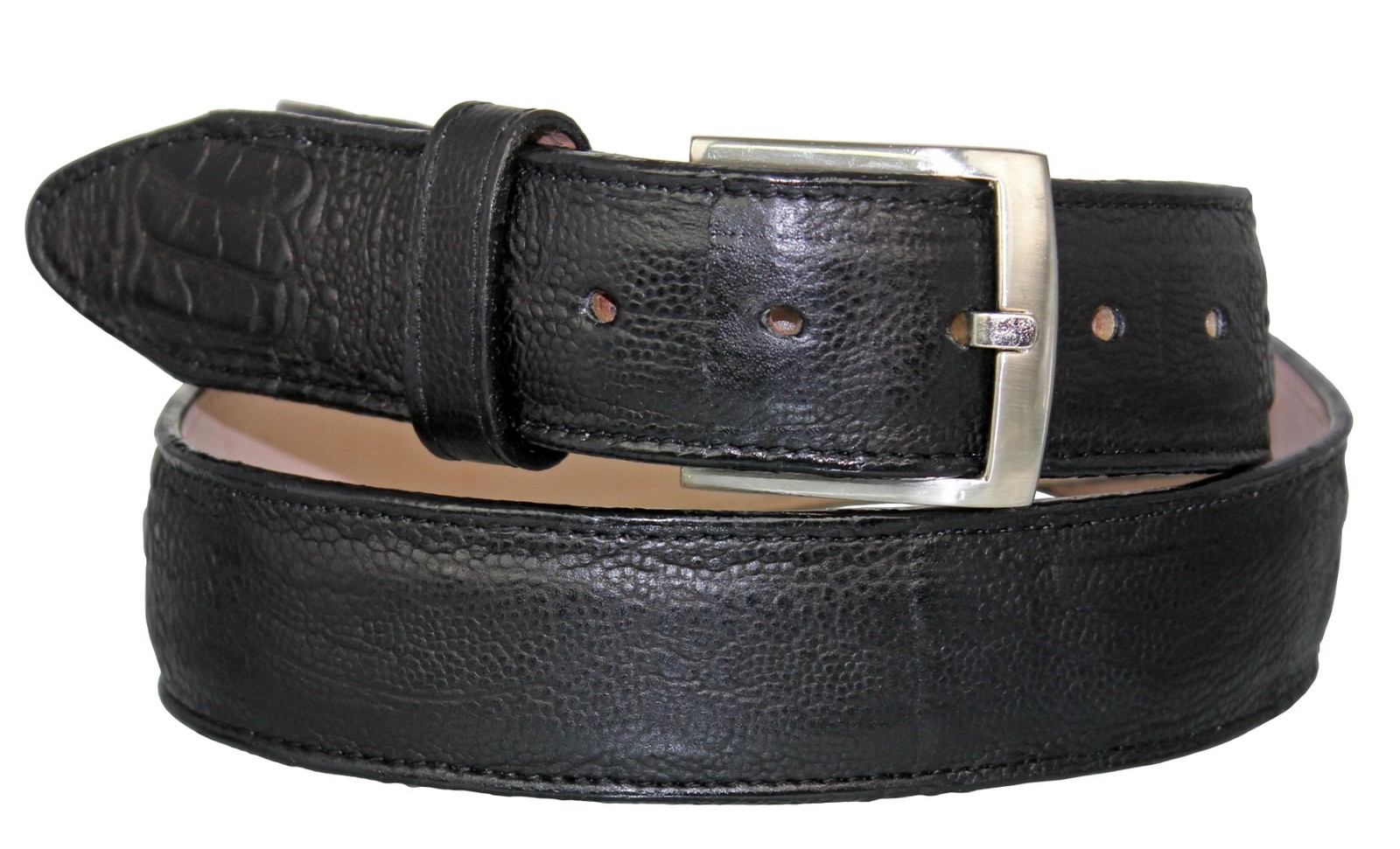 Western Wear Belt Black Ostrich Foot Leg Print Leather Rancho Cinto Hombre