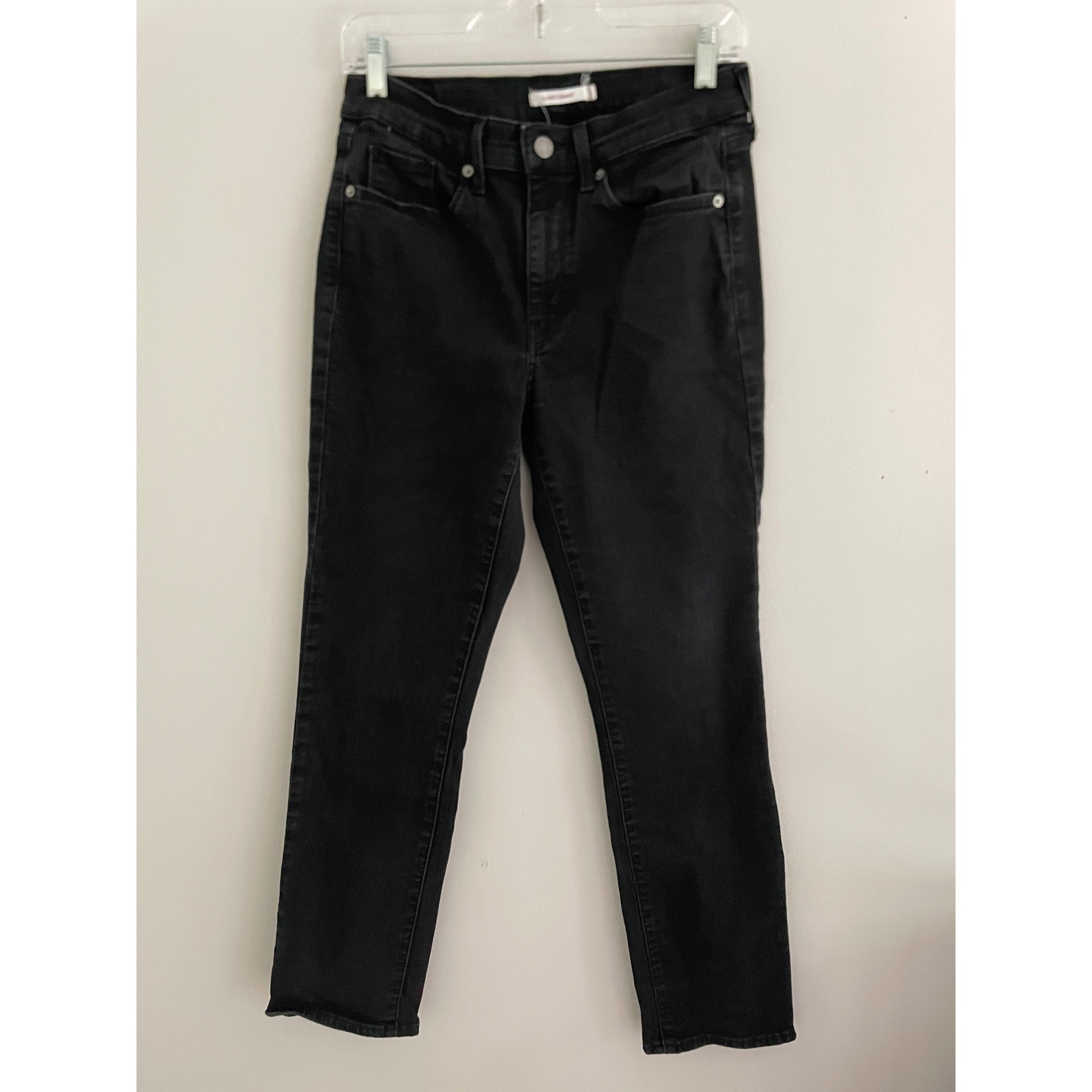 Levis Womens Classic Straight Leg Jeans Black High Rise Size 8 Stretch Denim