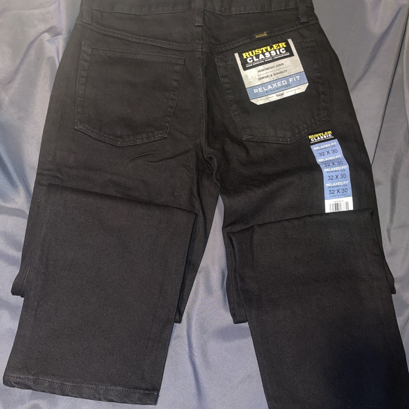 Men’s Rustler by Wrangler Classic Regular Fit Straight Leg Jeans Black 32 X 30