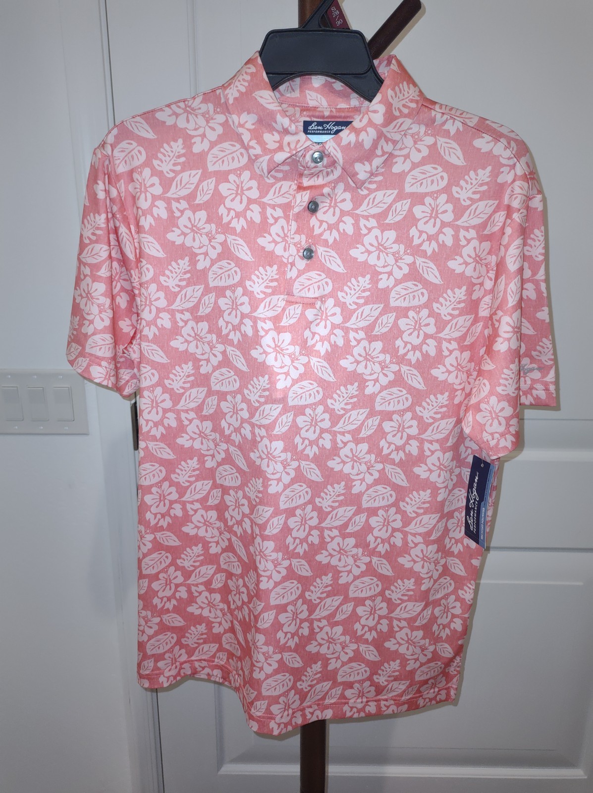Ben Hogan Men’s Performance Golf Polo Shirt Flamingo Plume Print Size 3XL