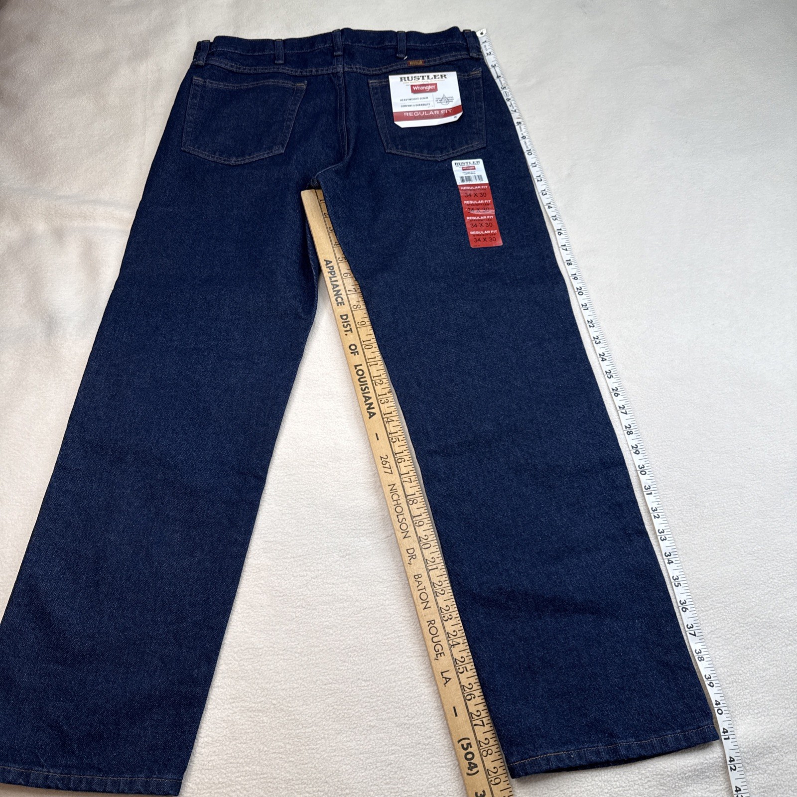 New Rustler by Wrangler Men’s Regular Fit Straight-Leg Jeans 34×30 Blue