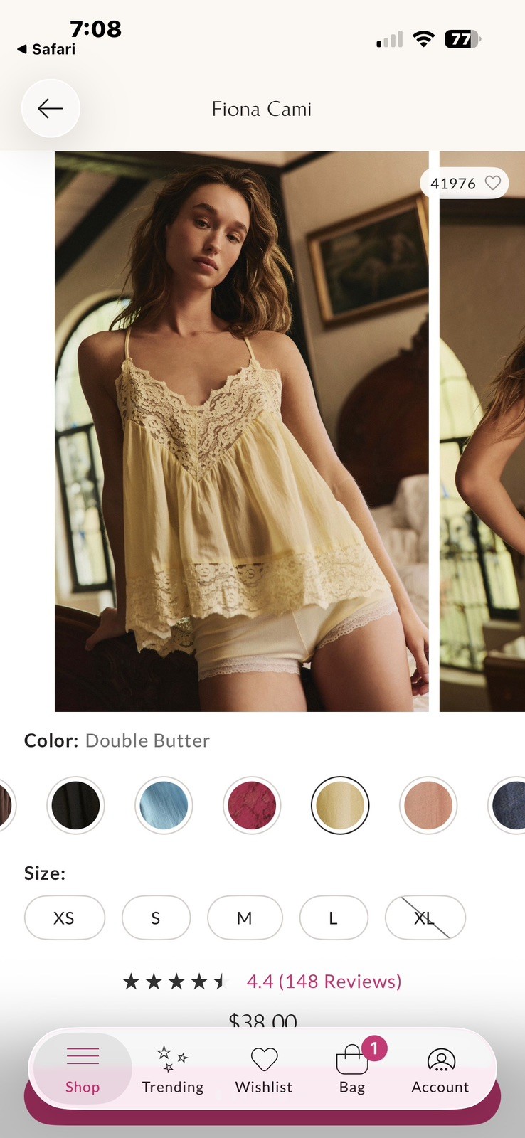 Intimately Free People Fiona Cami Blouse Top Tank Sleeveless Lace Slip M 287475