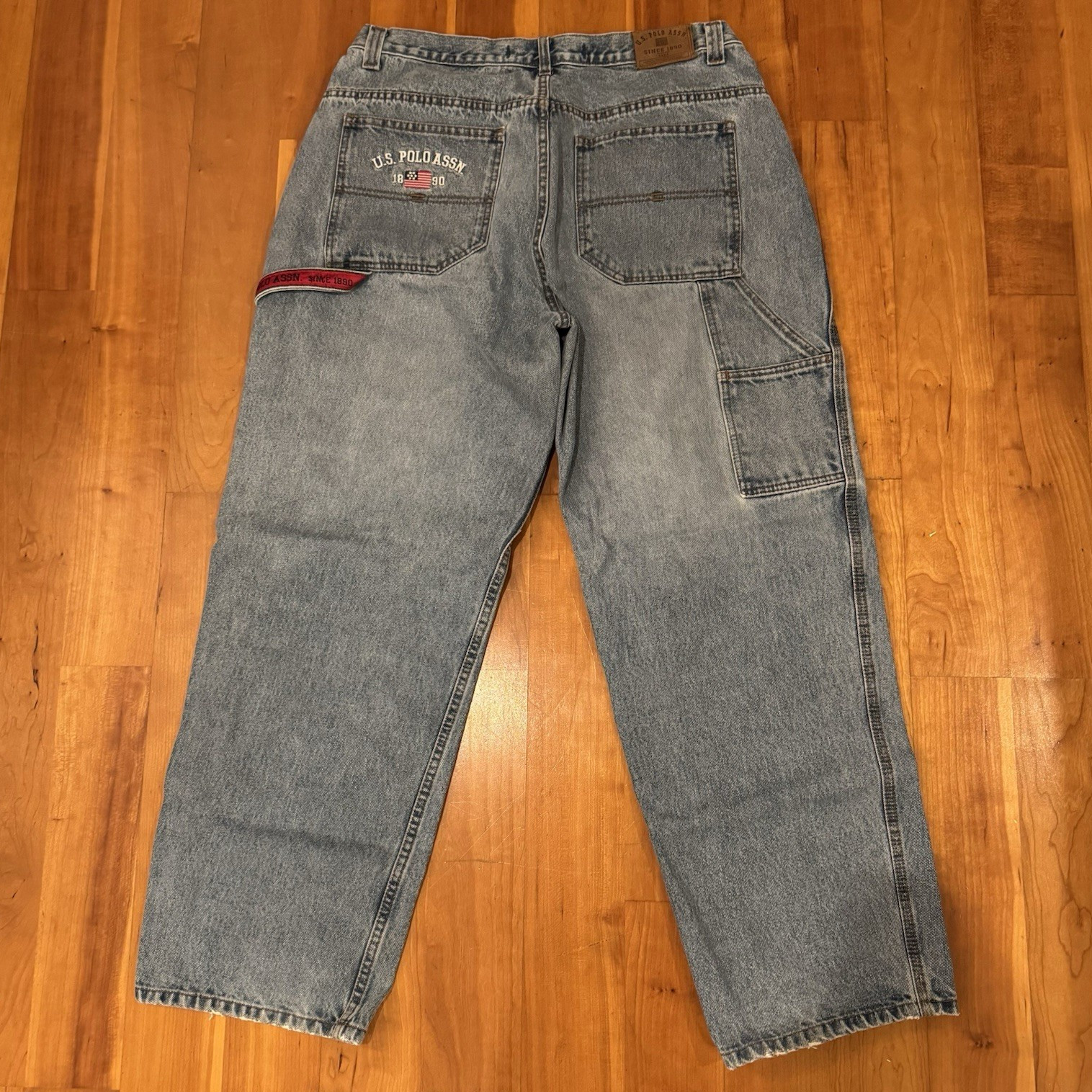 US Polo Assn. Men’s Blue Light Wash Denim Baggy Carpenter Jeans