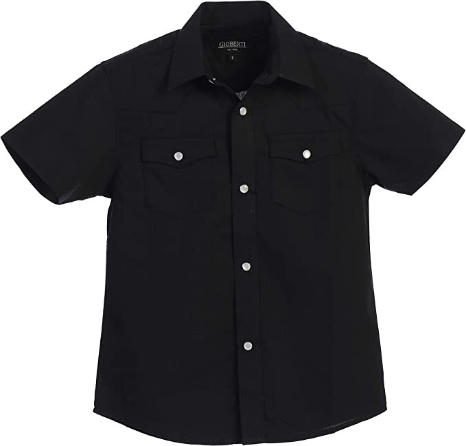 Men’s Western Shirt Short Sleeve Solid Pearl Snaps