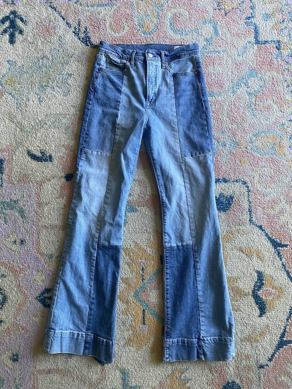 Gap 1969 Women’s high rise flare Patchwork Blue Denim Jeans 8/29