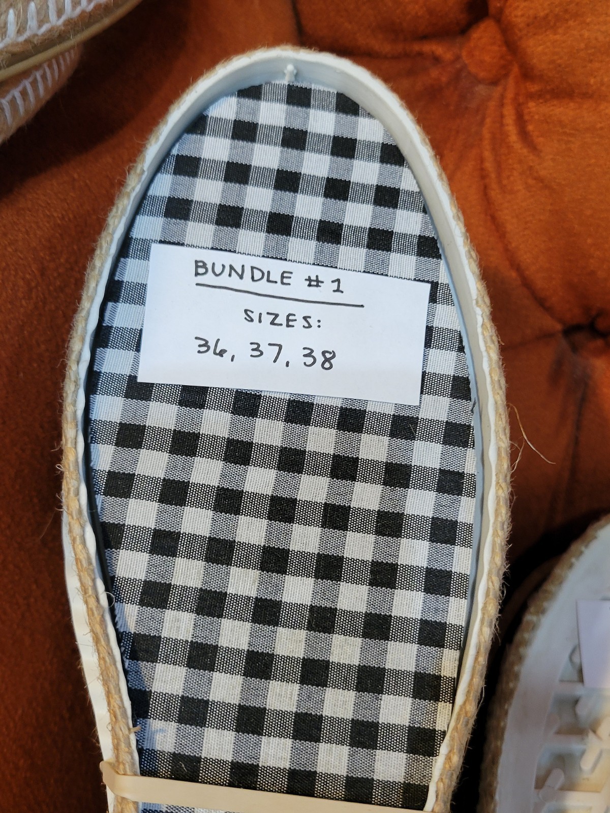 “Loren” Woven Soles, 3 pairs, sizes 36, 37, 38 White, Corrugated rubber soles