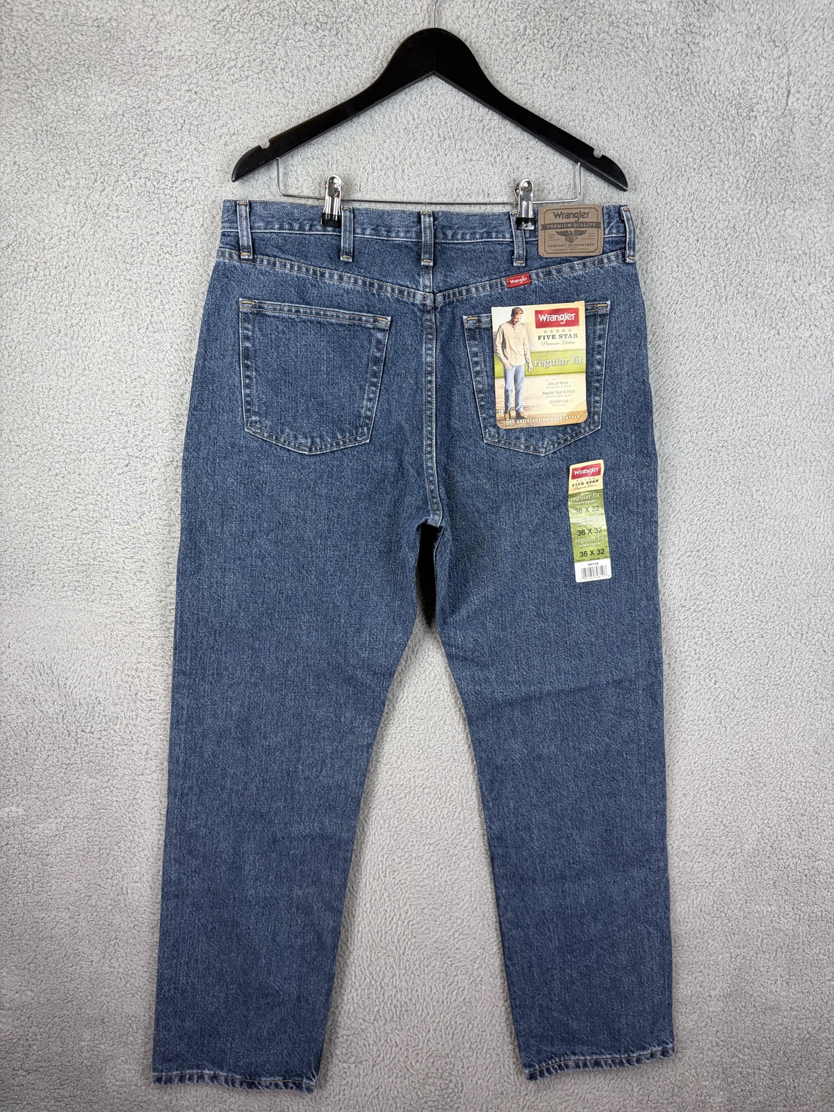Wrangler Five Star Premium Jeans Mens 36×32 Blue Medium Wash Regular Fit Denim