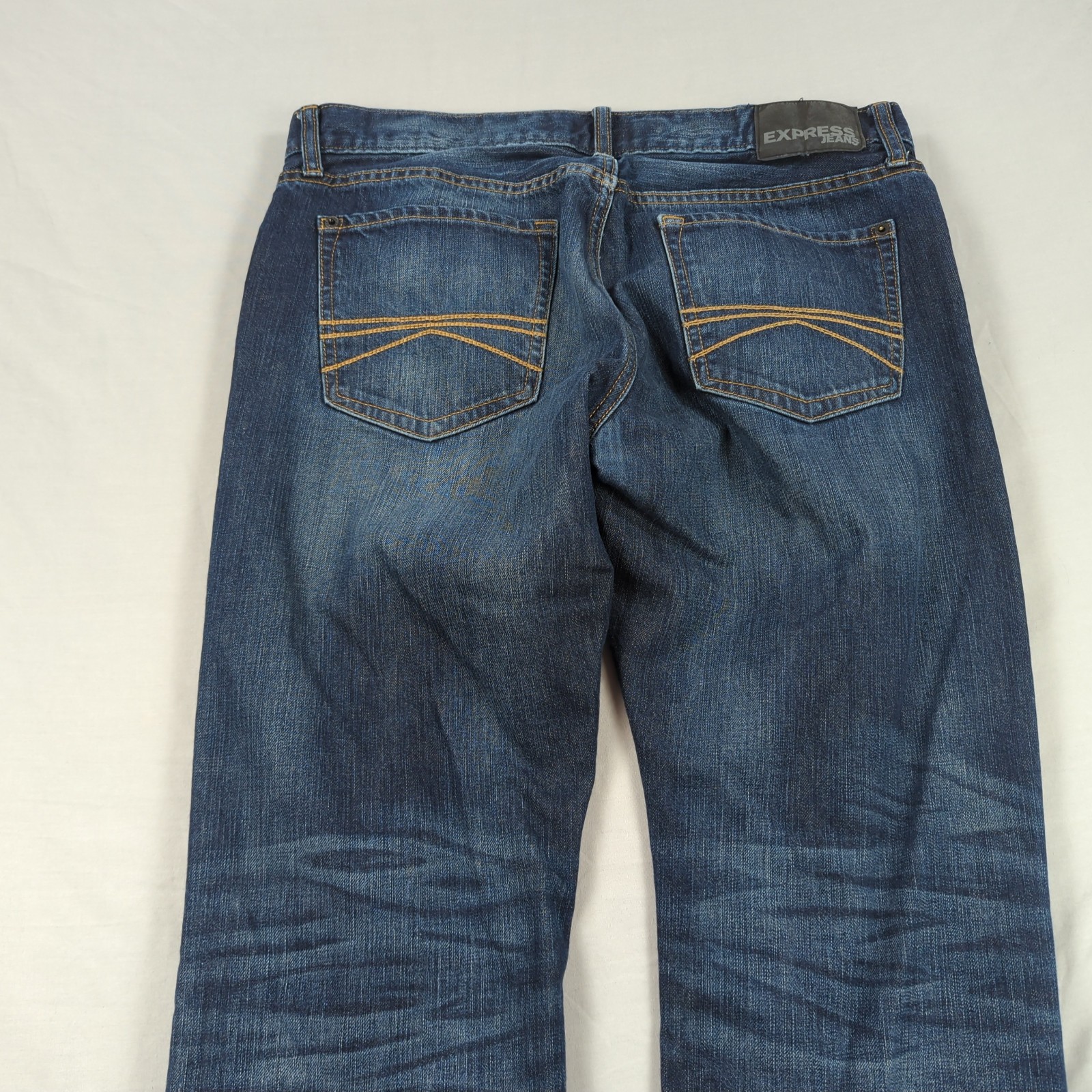 Express Jeans Mens 33×30 Blue Rocco Slim Boot Cut Stretch Casual Preppy Faded