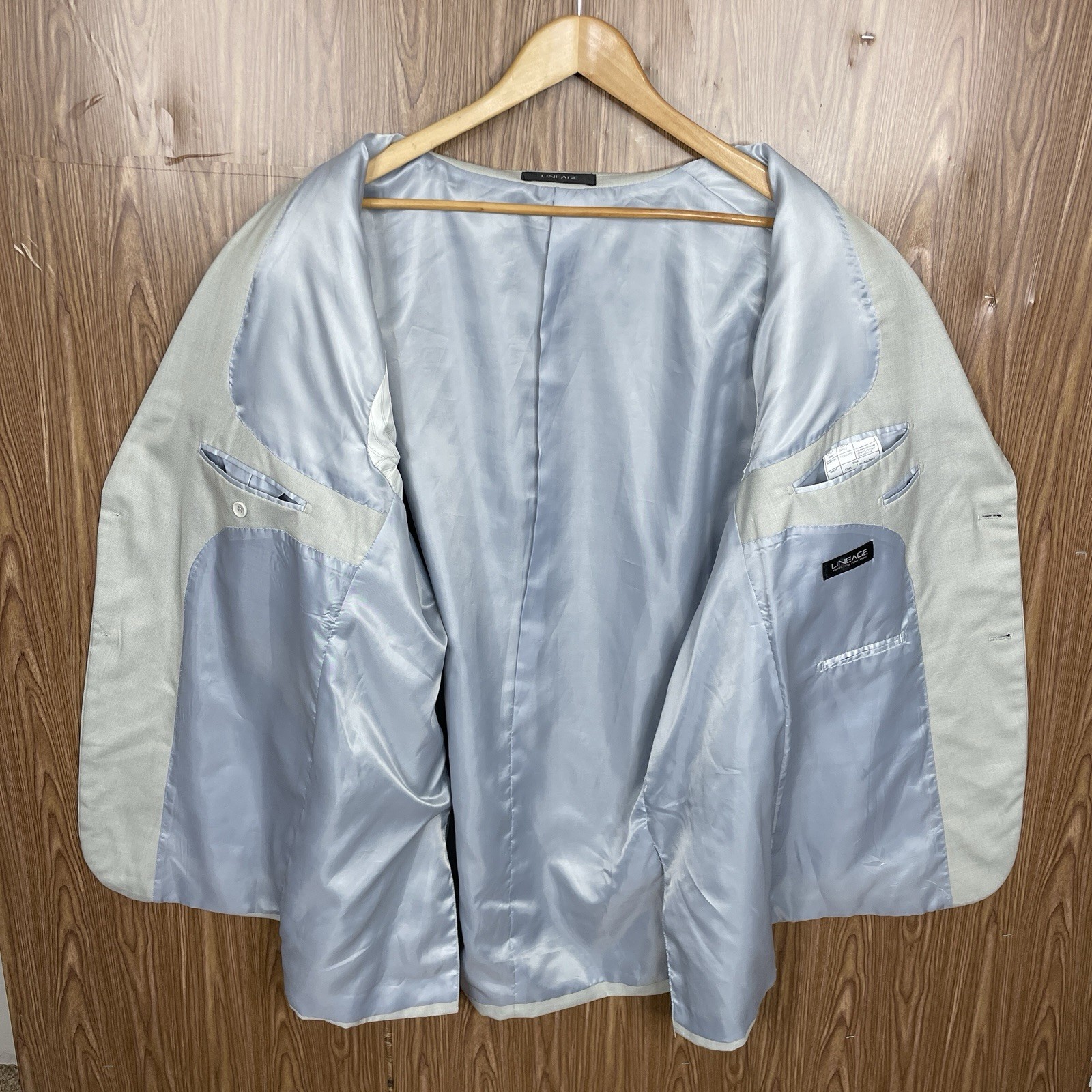 Lineage Blazer Jacket Mens 52L Light Grey Polyester Double Vented Two Buttons