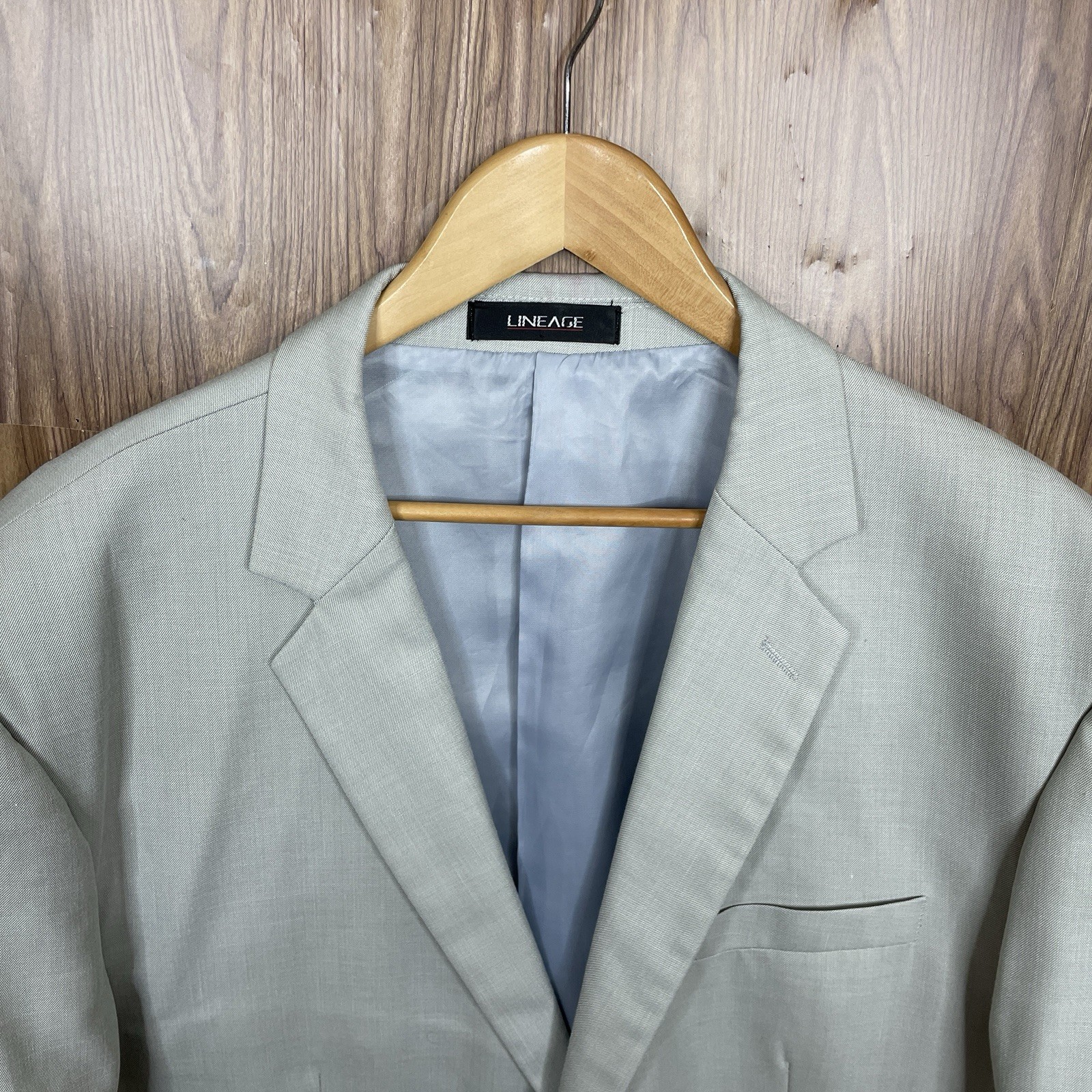 Lineage Blazer Jacket Mens 52L Light Grey Polyester Double Vented Two Buttons