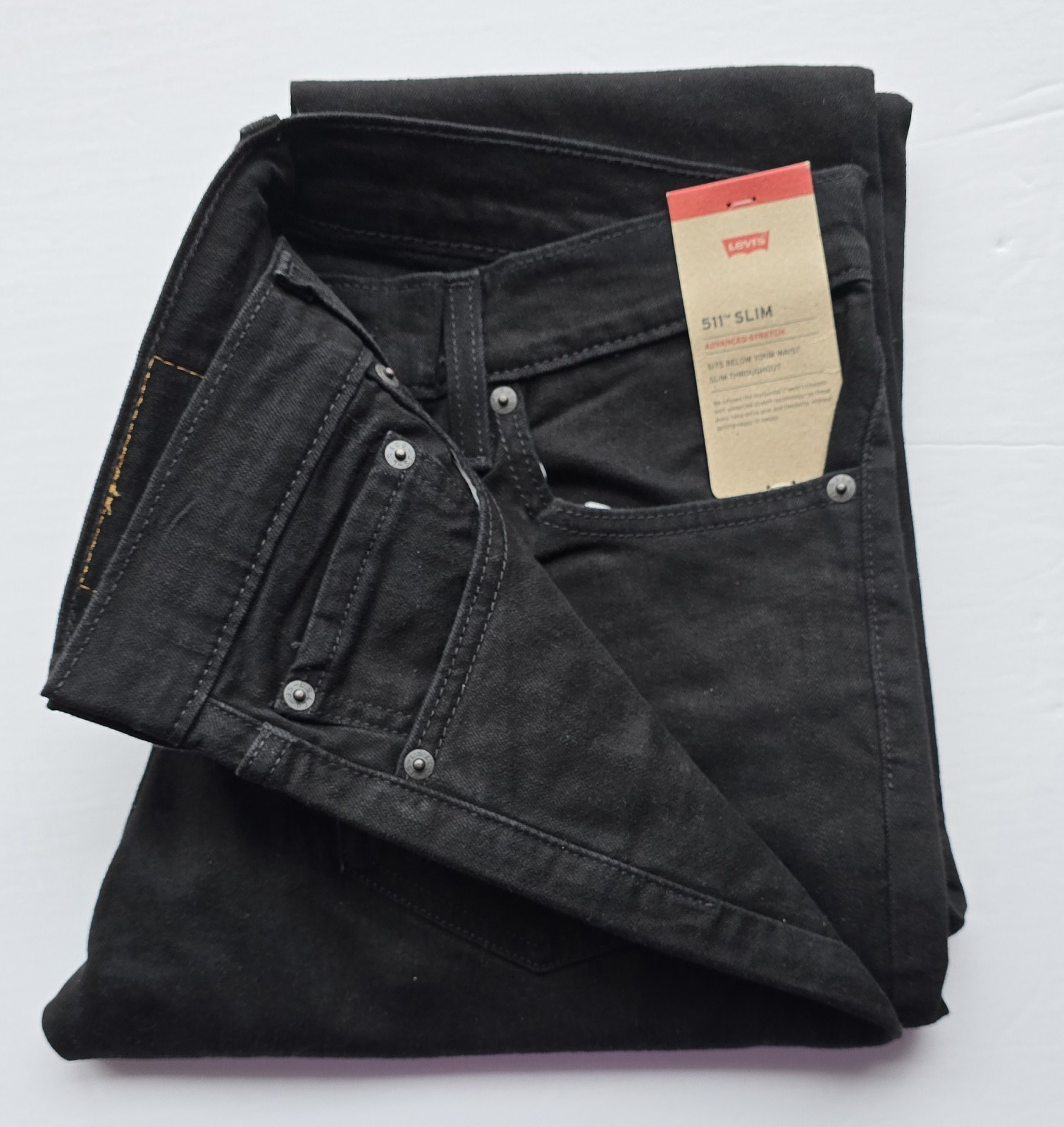 Levi’s Men’s 511 Slim Jeans Stretch Black Denim NEW 34×29