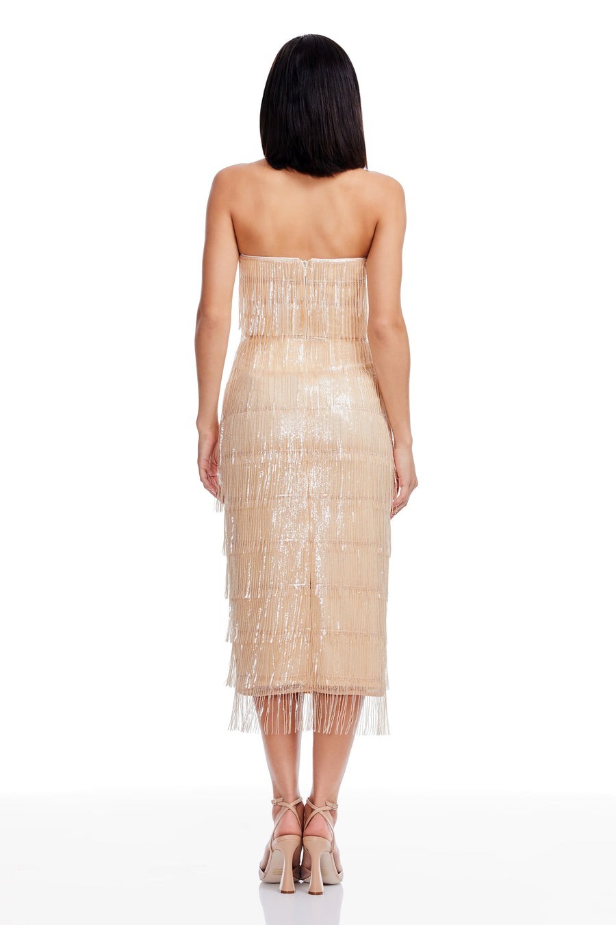 Dress the Population Women Viviana Strapless Bodycon Dress Champagne Sz XXS $368