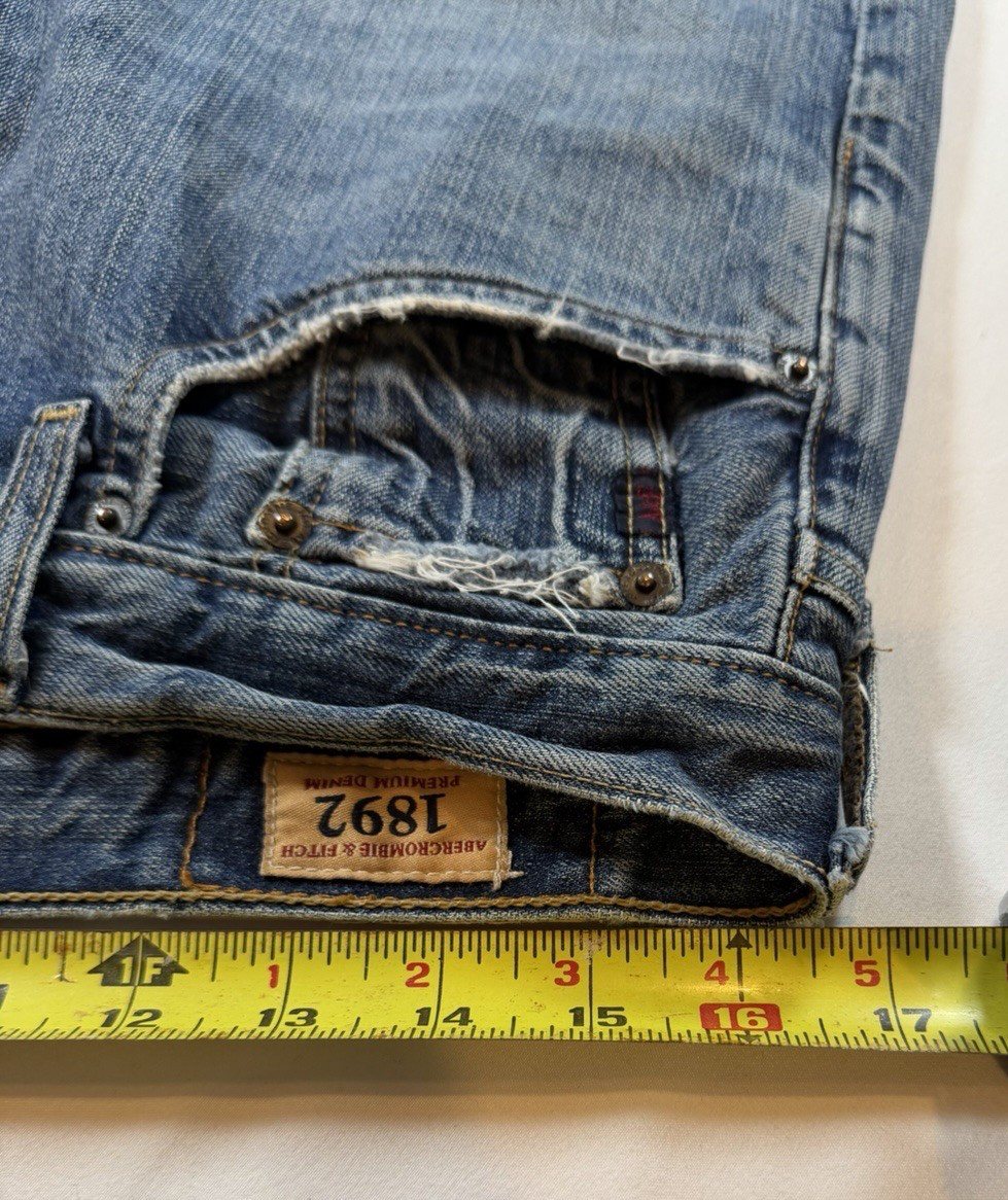 Mens 33×29 Boot Abercombie Fitch Y2K Relaxed Jeans Fade Distressed Western Rodeo