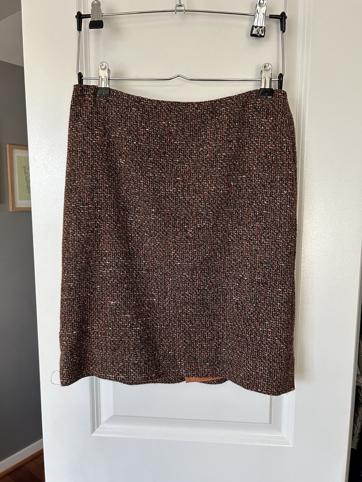 Ellen Tracy Women Multi Colored Pencil Tweed Skirt Size 2 Wool Silk Angora