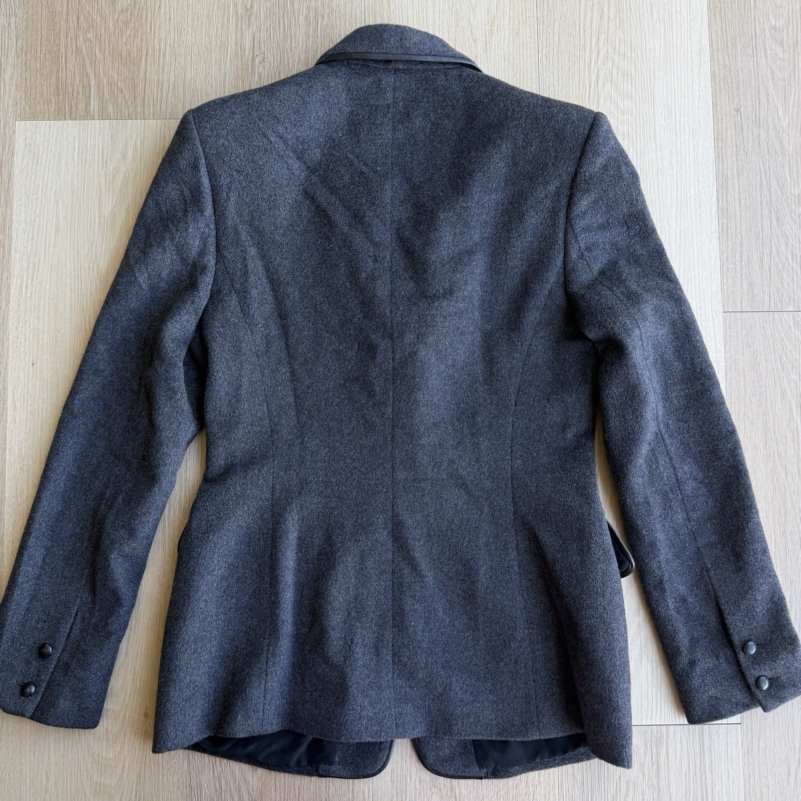 Richard Tyler Couture Women’s Gray Leather Blazer Size 4 One-Button Notch Lined