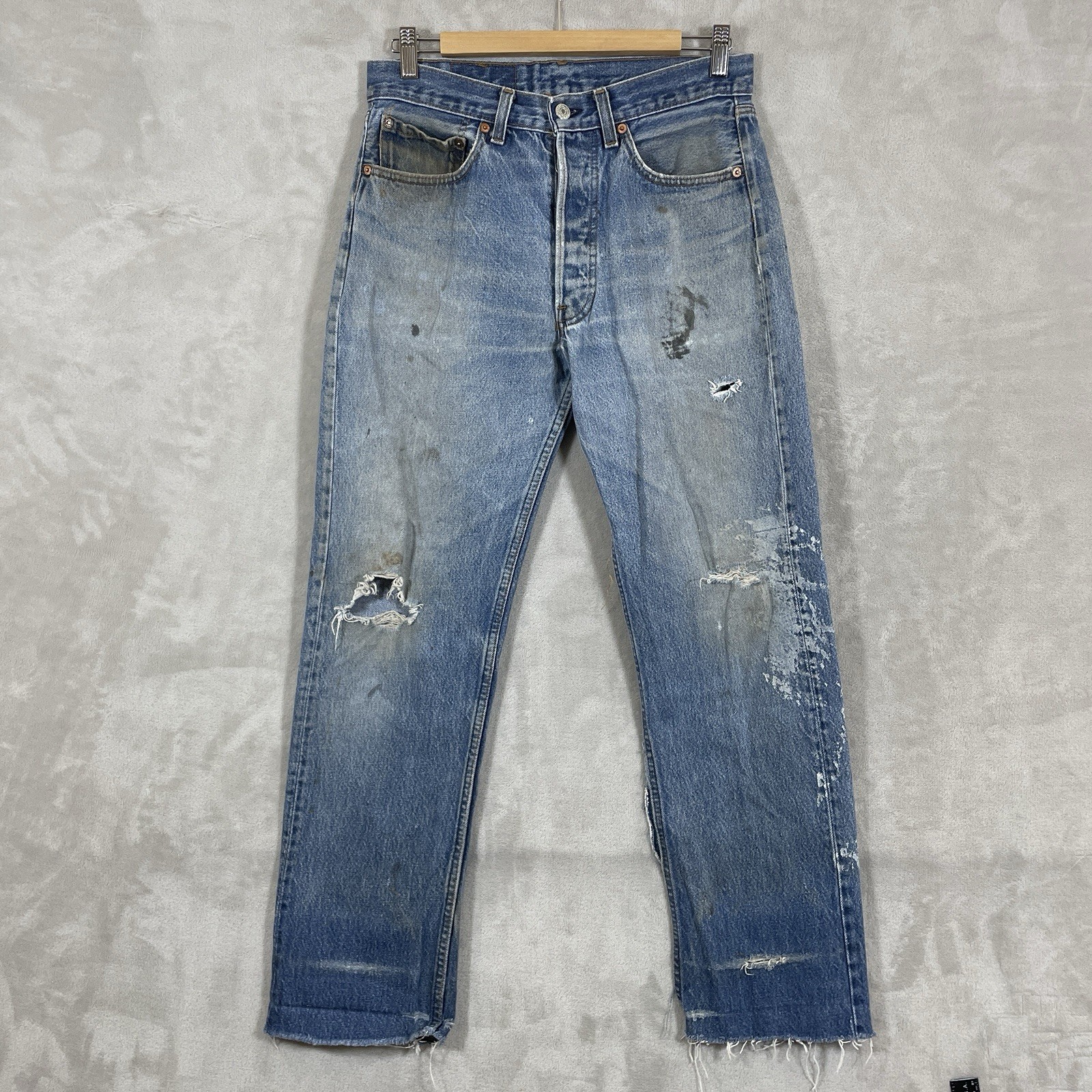 Vtg USA Levis 501xx Jeans Men 32×34 (fit 30×29) 501-0000 80s THRASHED DISTRESSED