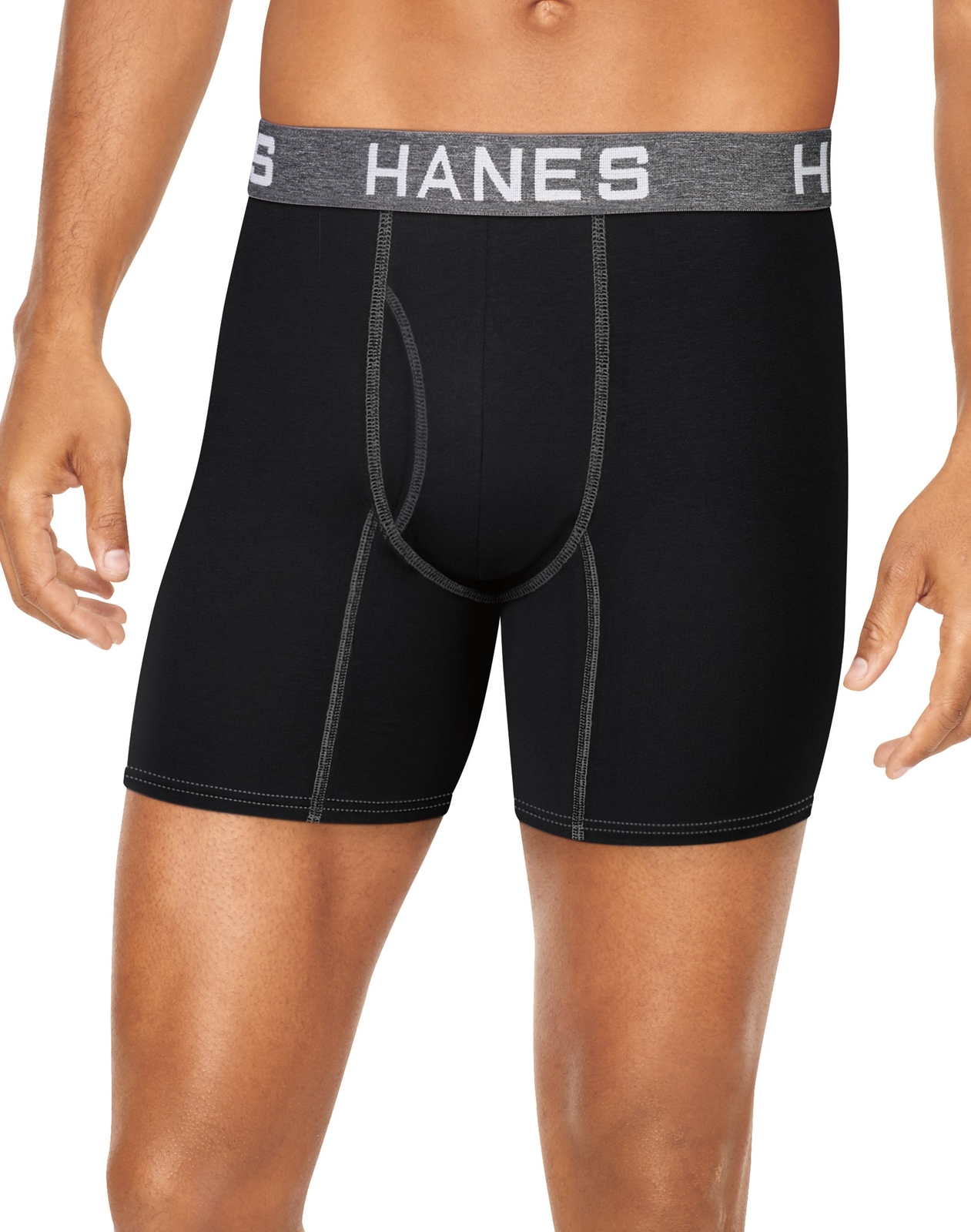Hanes 4-Pack Boxer Briefs Ultimate Men’s Comfort Flex Fit Ultra Soft Black/Grey